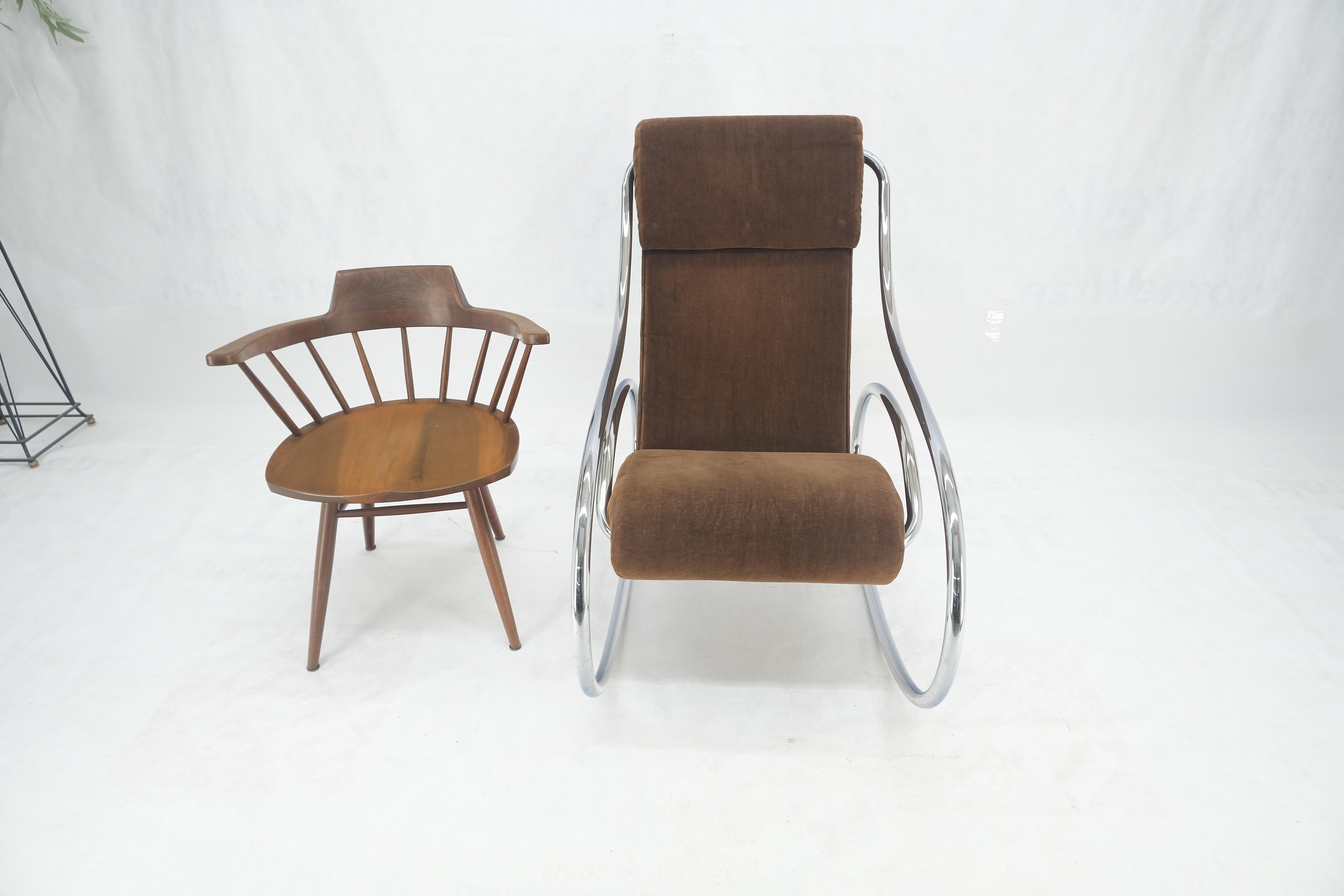 Mid Century Crome Bent Single Piece of Tube Rocking Armchair Bauhaus  1970s MINT In Good Condition For Sale In Rockaway, NJ