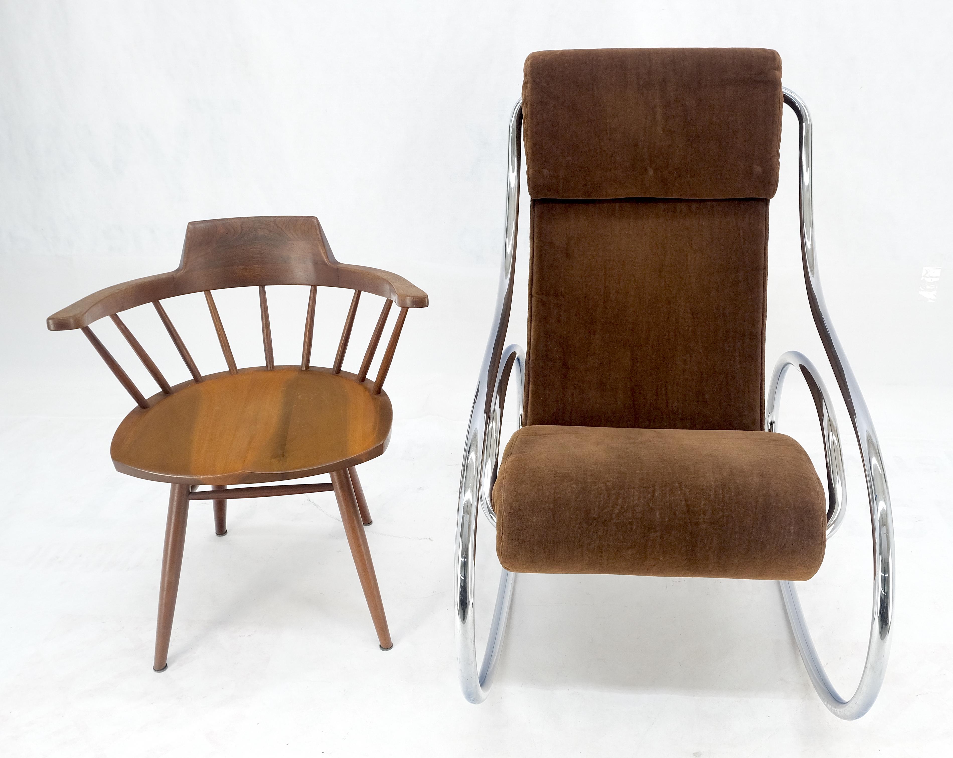 20th Century Mid Century Crome Bent Single Piece of Tube Rocking Armchair Bauhaus  1970s MINT For Sale