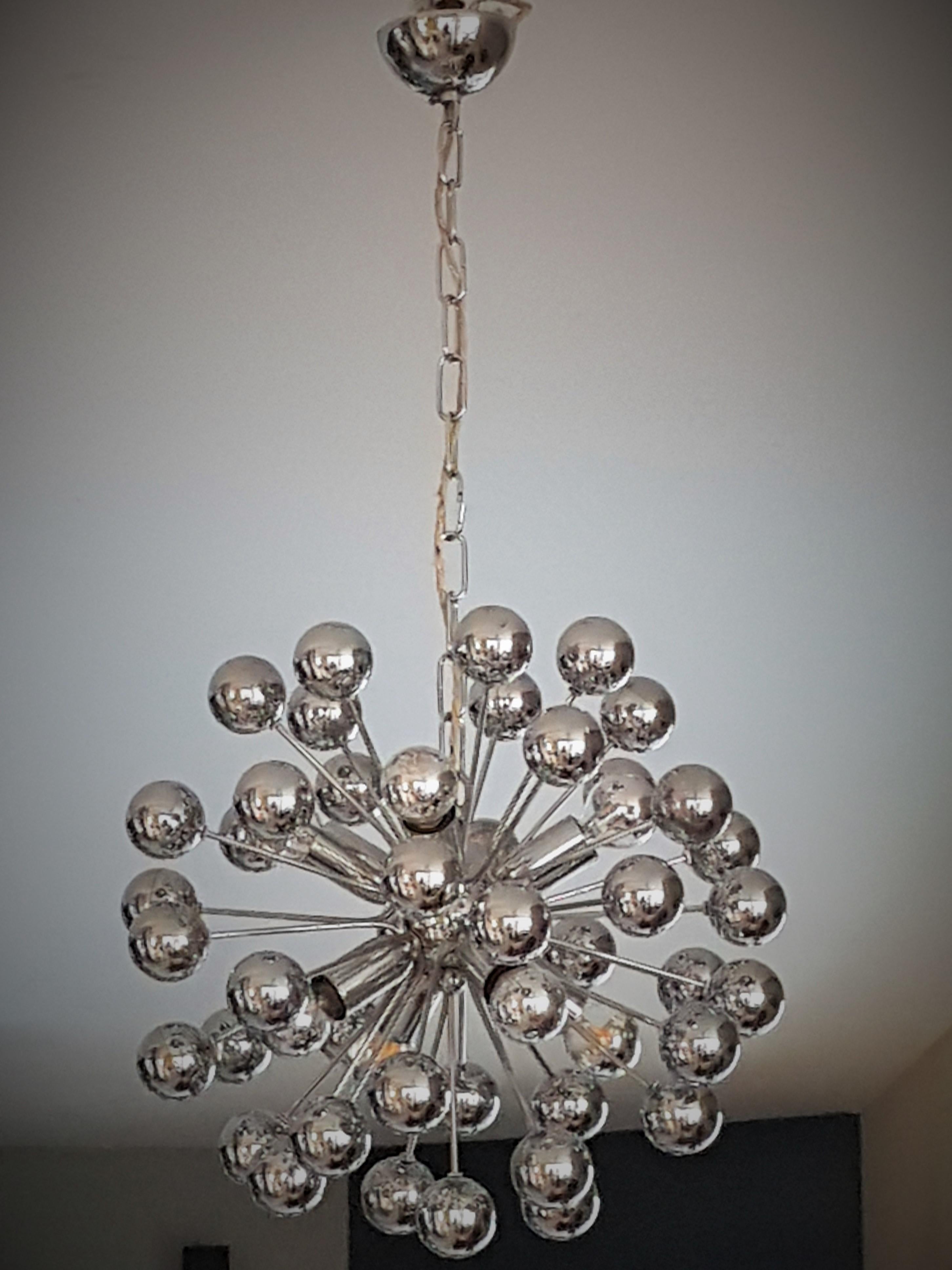 Mid-Century Crome Sputnik Lamp Pendant by Reggiani, Italy 1968 For Sale 9