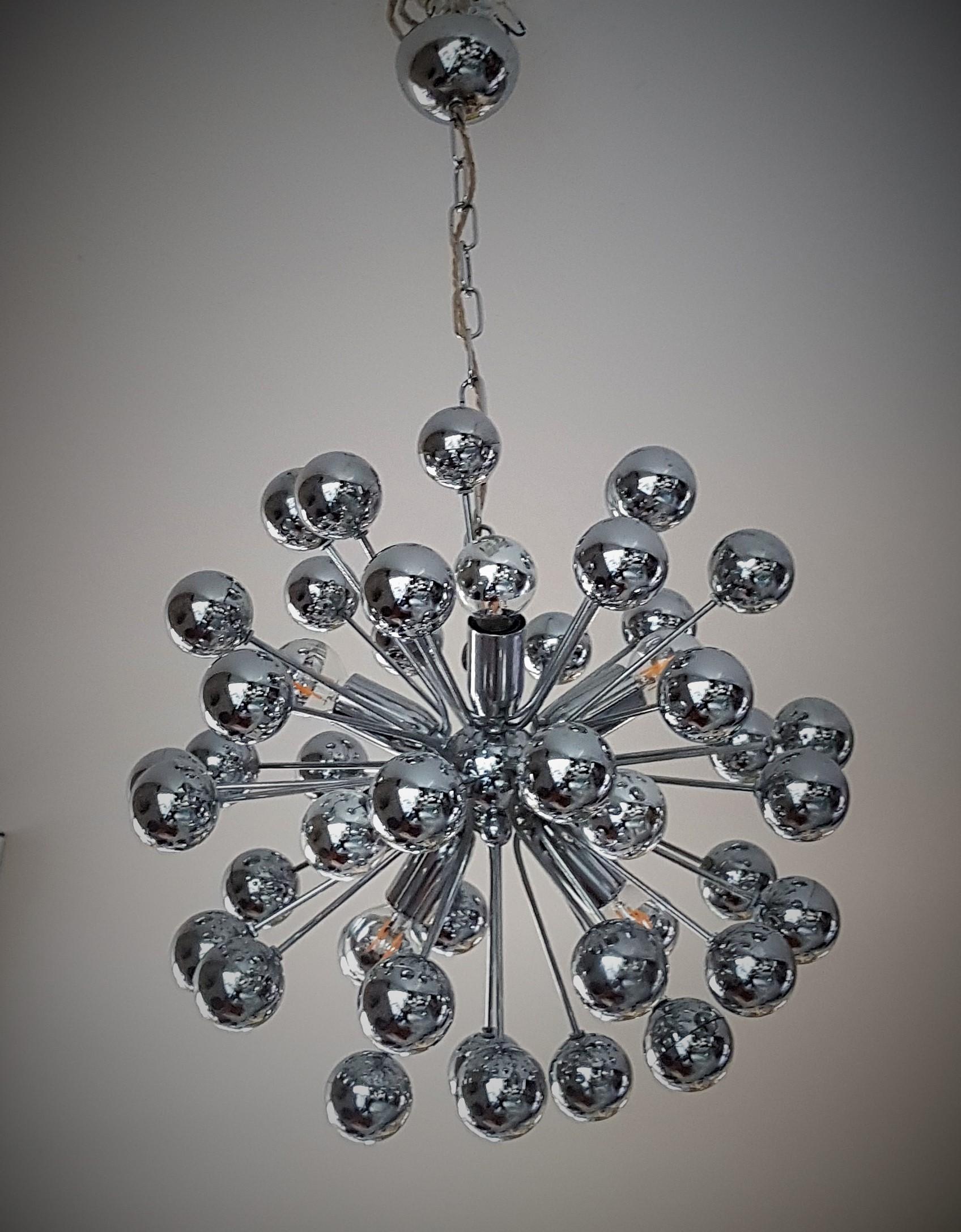 Mid-Century Crome Sputnik Lamp Pendant by Reggiani, Italy 1968 For Sale 13