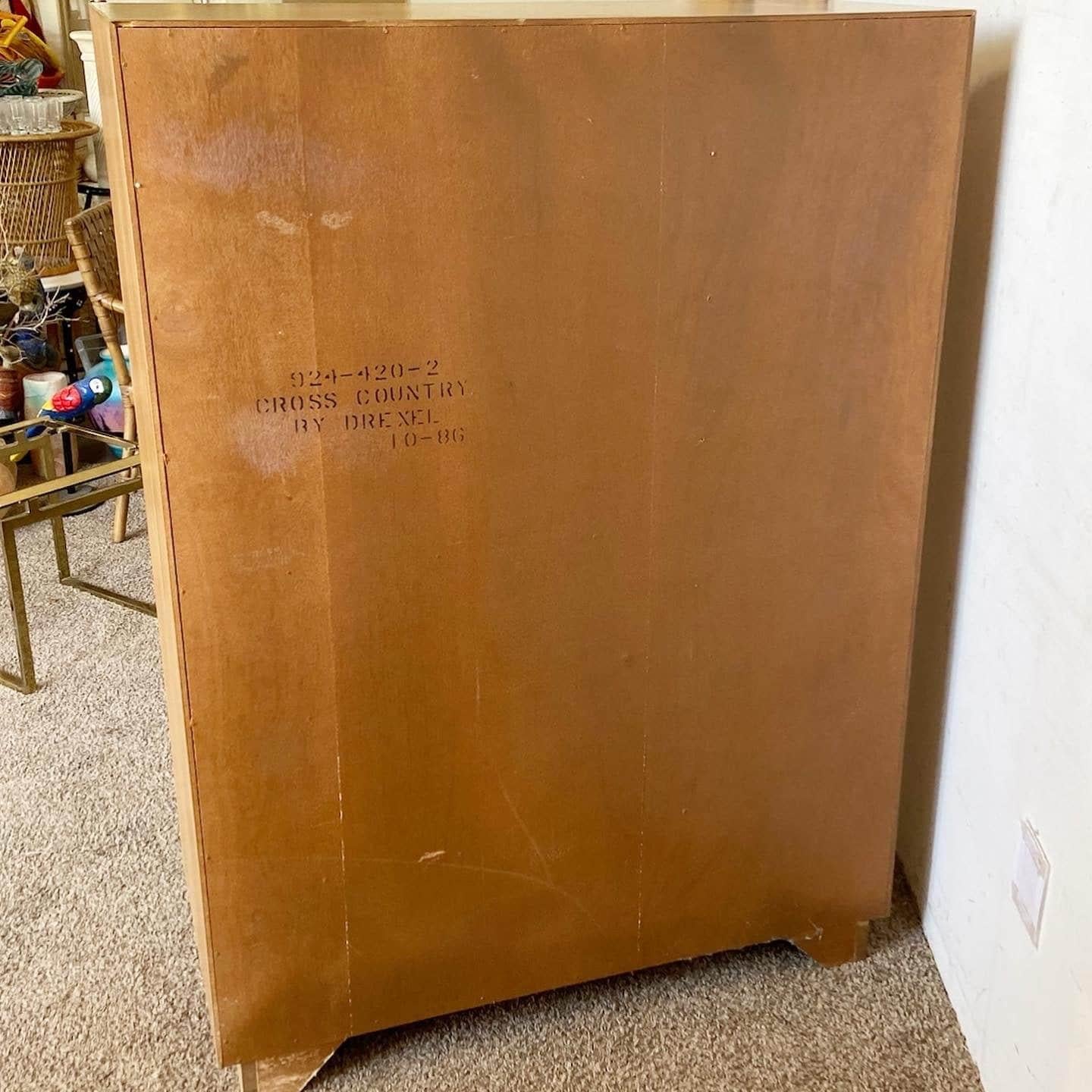 Campaign Mid Century Cross Country Highboy Armoire by Drexel For Sale