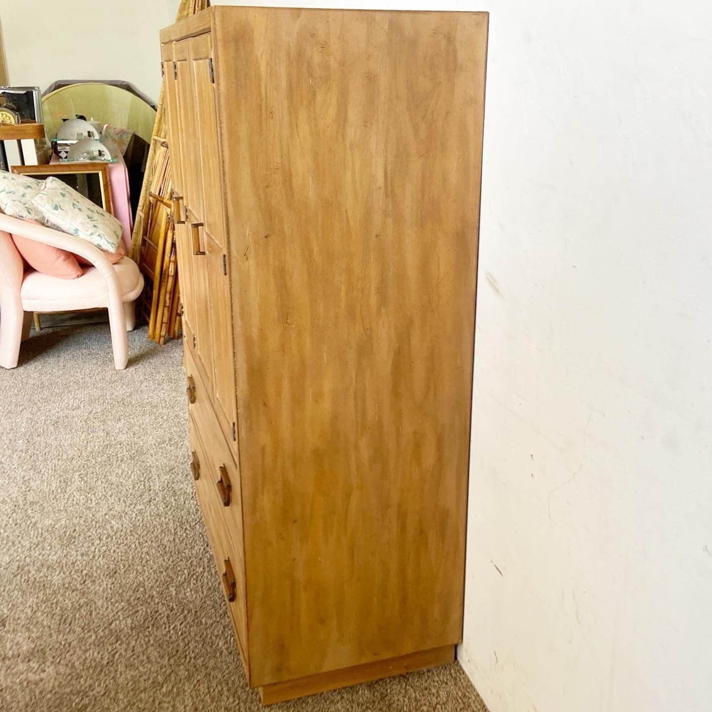 20th Century Mid Century Cross Country Highboy Armoire by Drexel For Sale