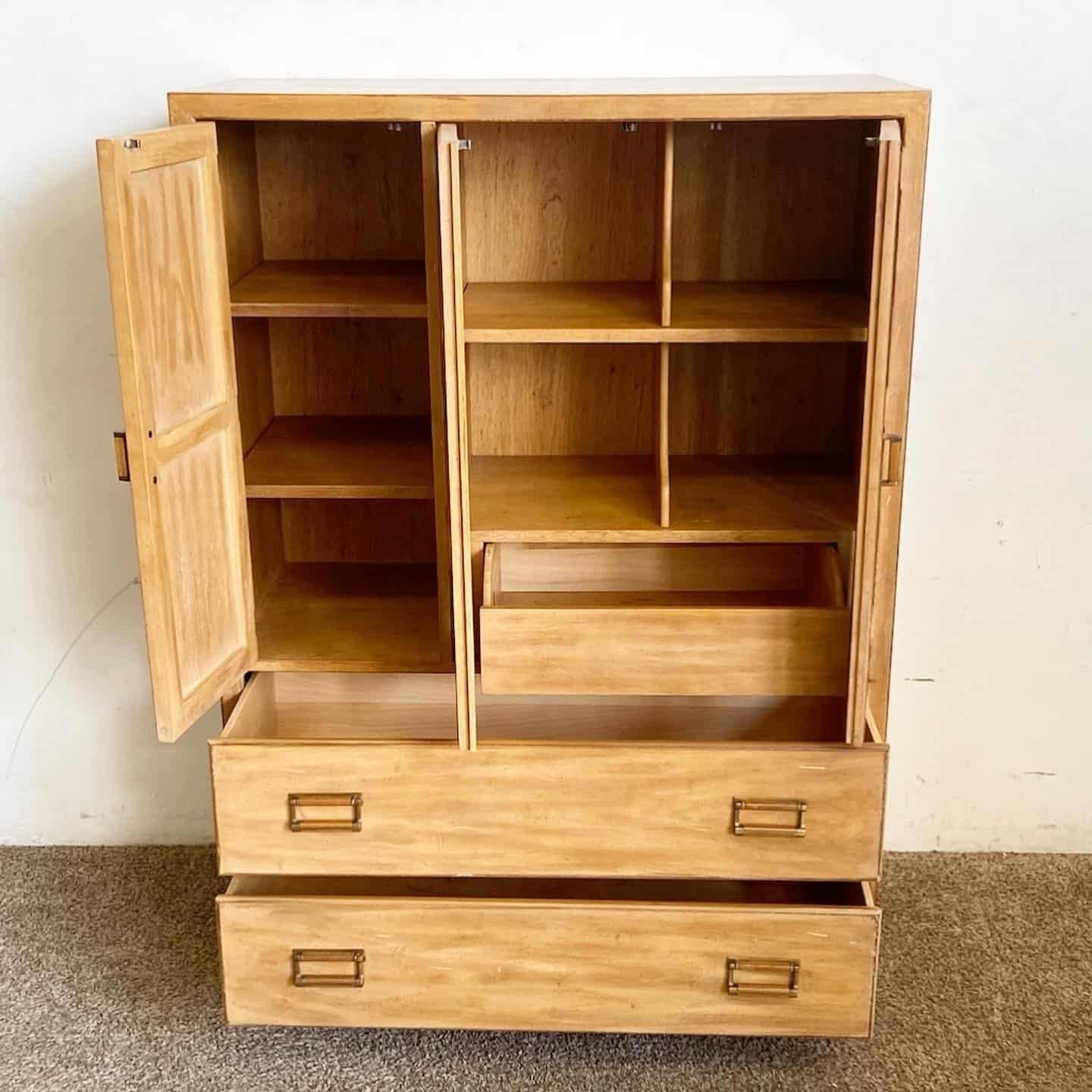 Mid Century Cross Country Highboy Armoire by Drexel For Sale 2