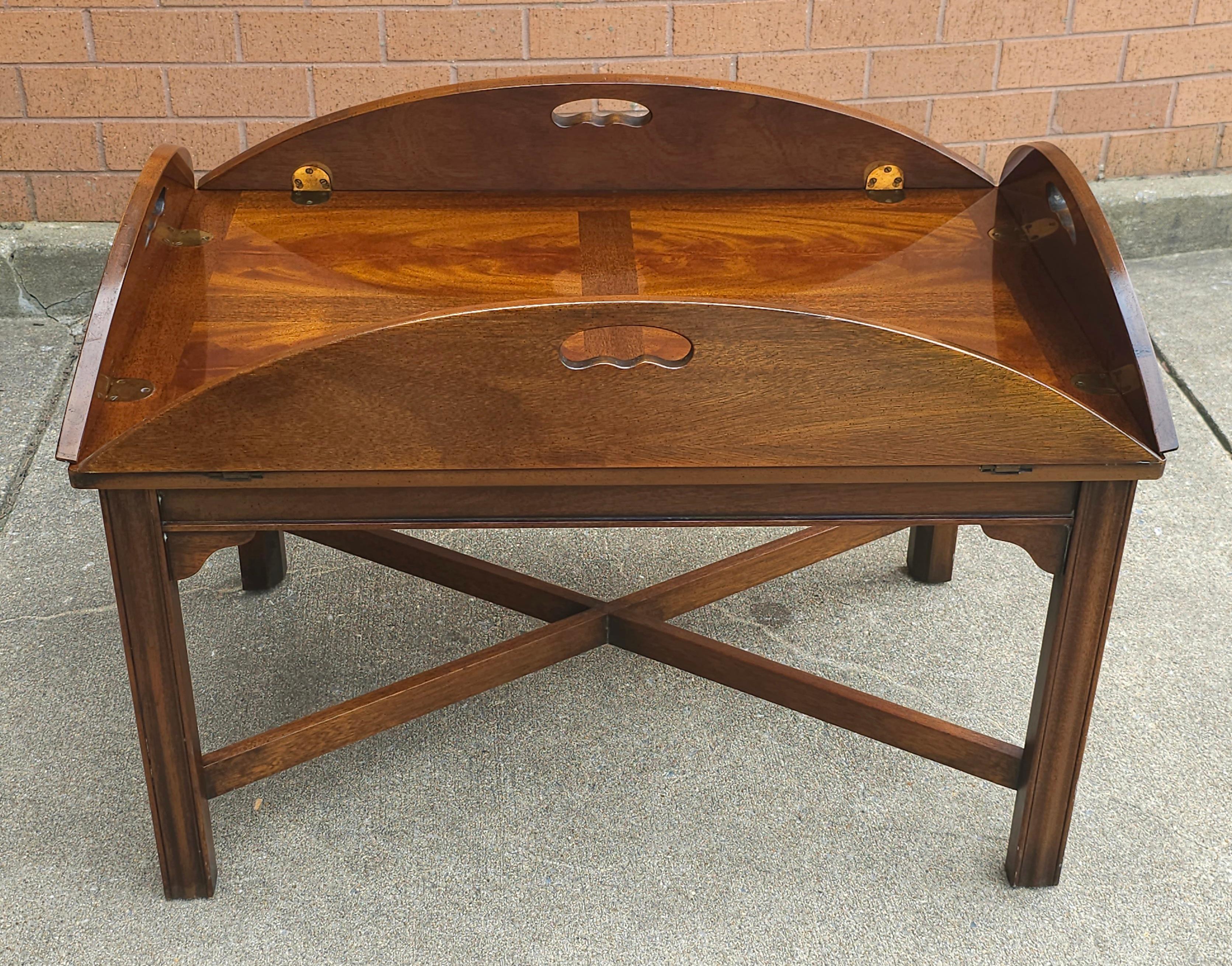 20th Century Mid Century Crotch Mahogany Butler's Cocktail Table by Drexel For Sale