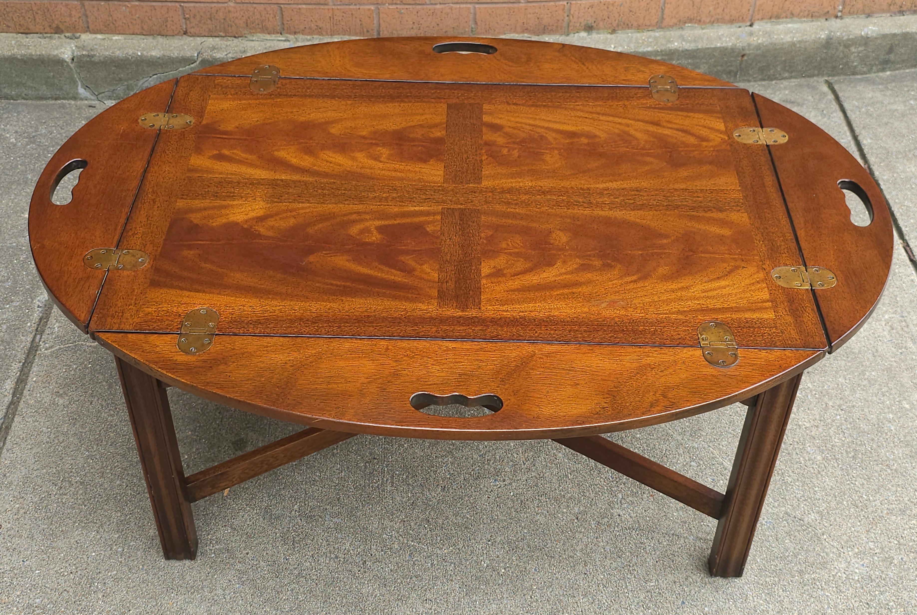 Mid Century Crotch Mahogany Butler's Cocktail Table by Drexel For Sale 1