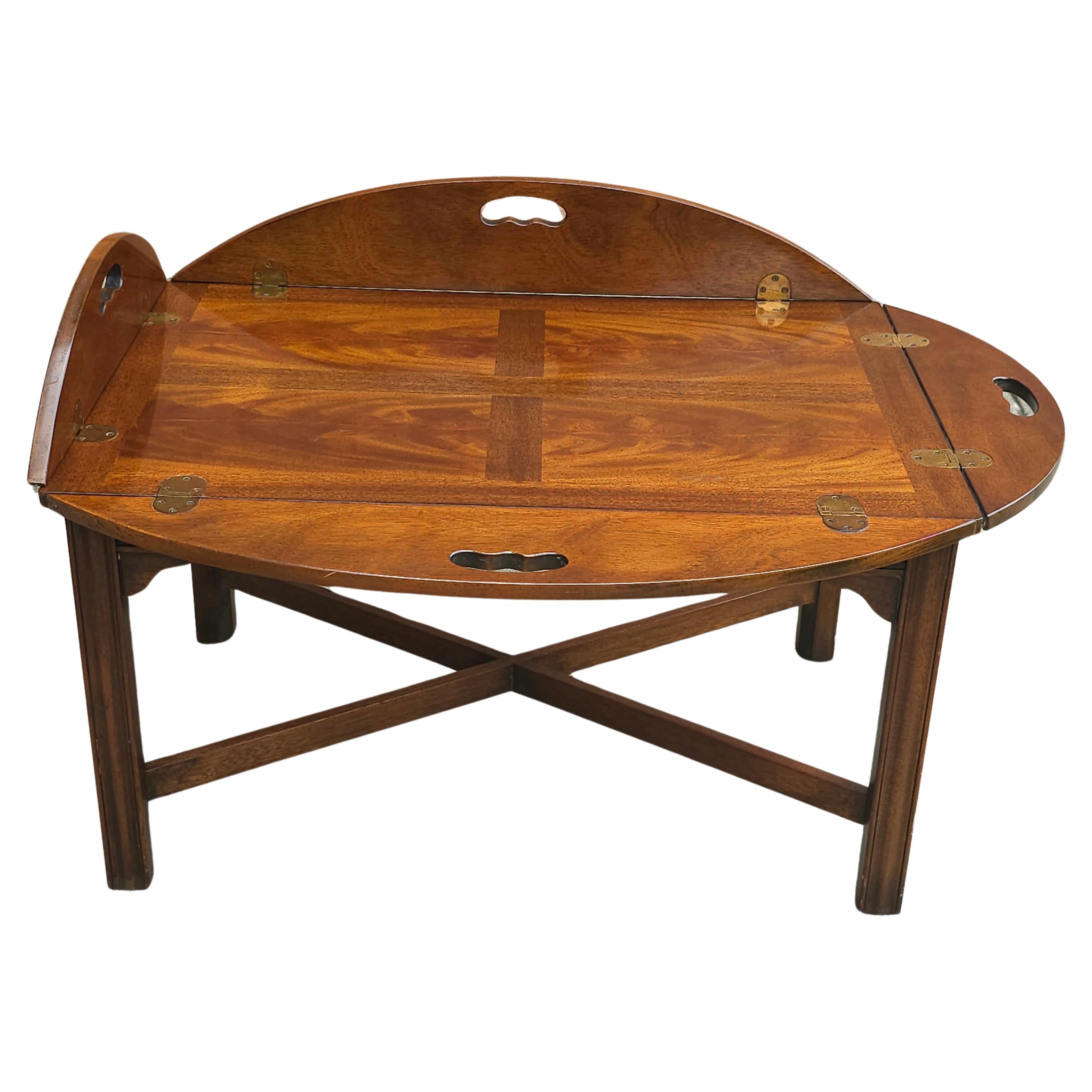 Mid Century Crotch Mahogany Butler's Cocktail Table by Drexel For Sale