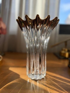 Kristallvase mit Kronenrand aus der Jahrhundertmitte, Europa, 1960-70er Jahre