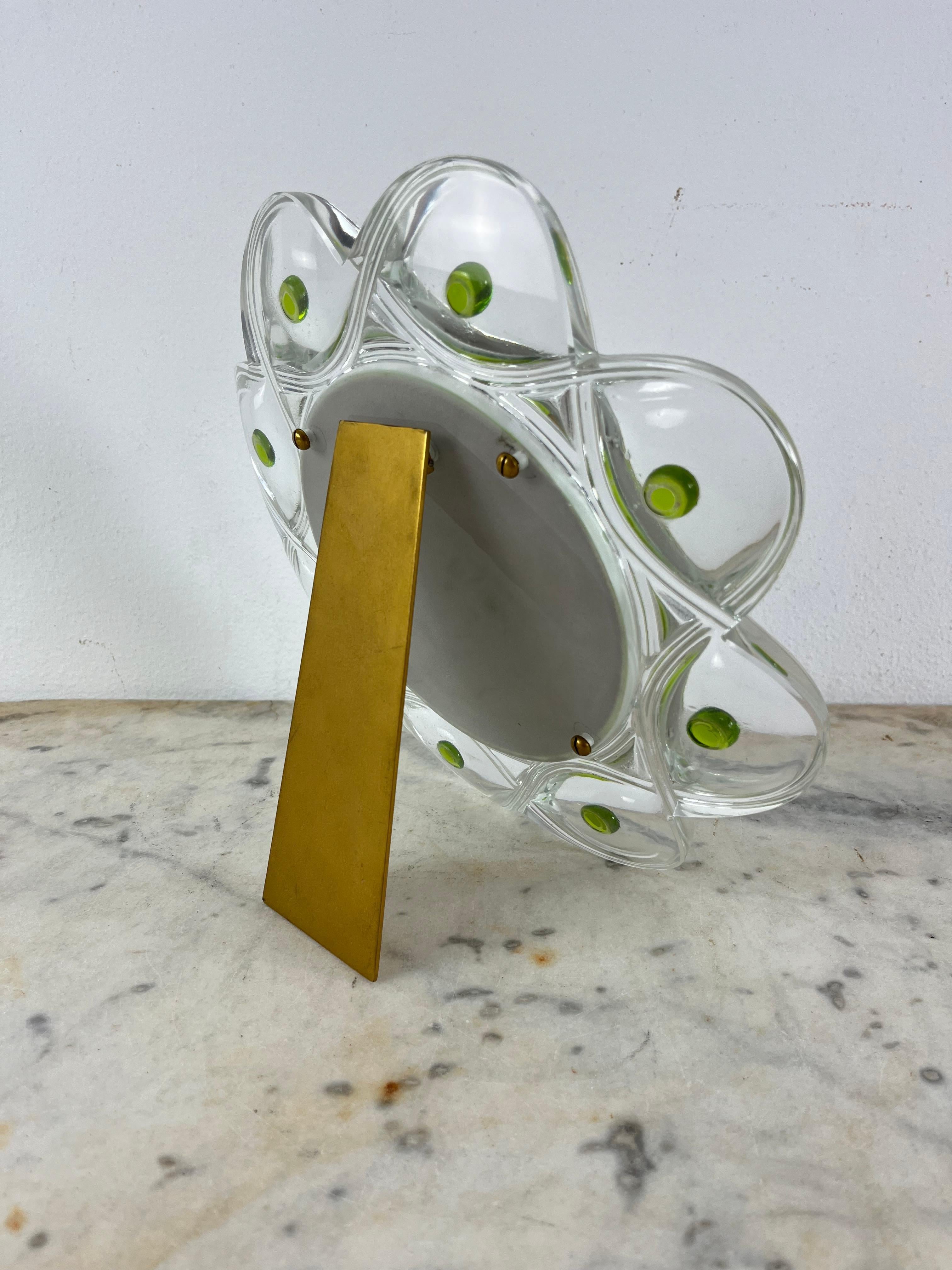 Miroir de table en cristal et laiton du milieu du siècle, Lalique 1960s en vente 3