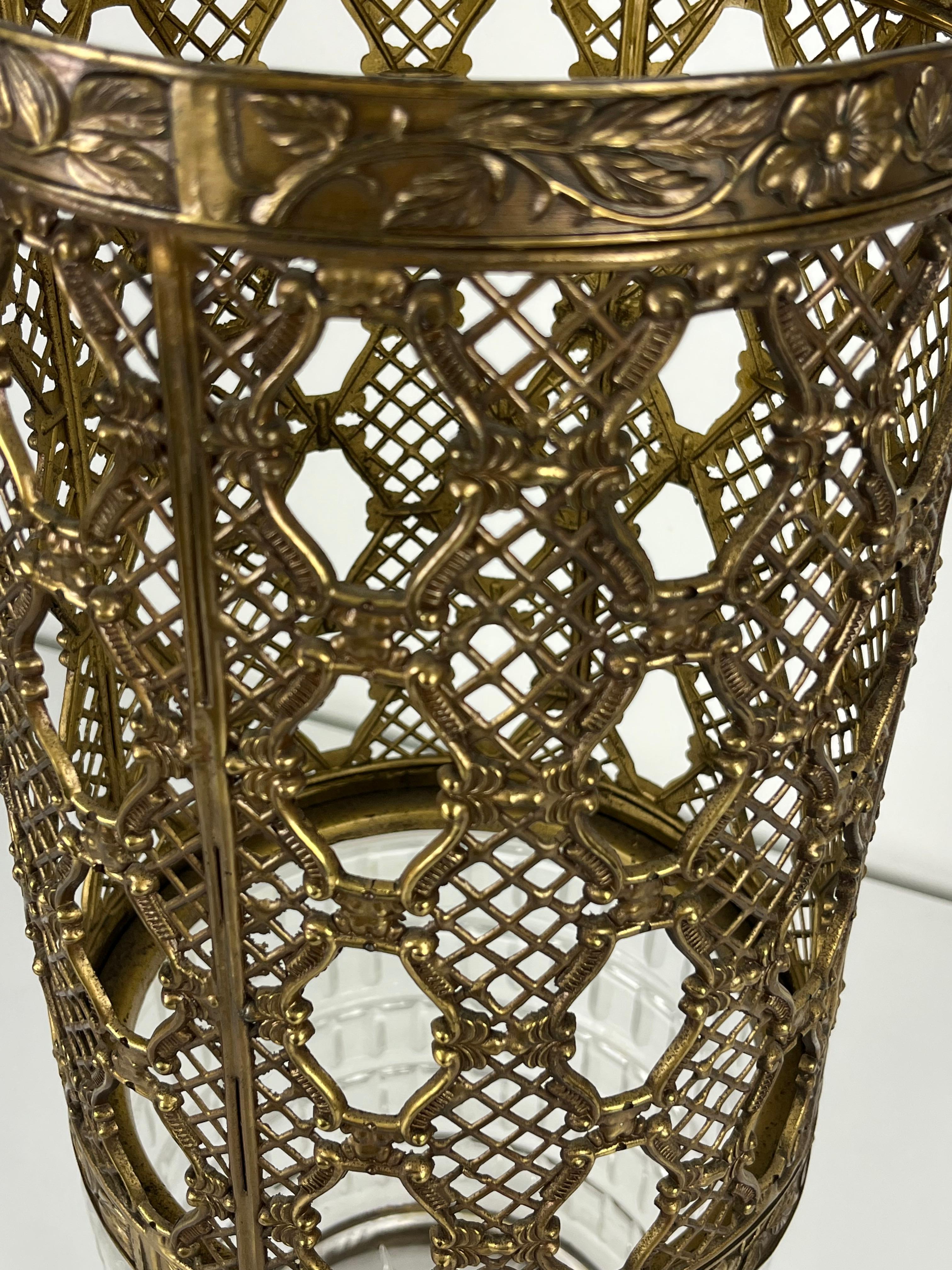 Mid-Century Crystal and Brass Umbrella Stand, Made in Italy 1950s In Good Condition For Sale In Palermo, IT