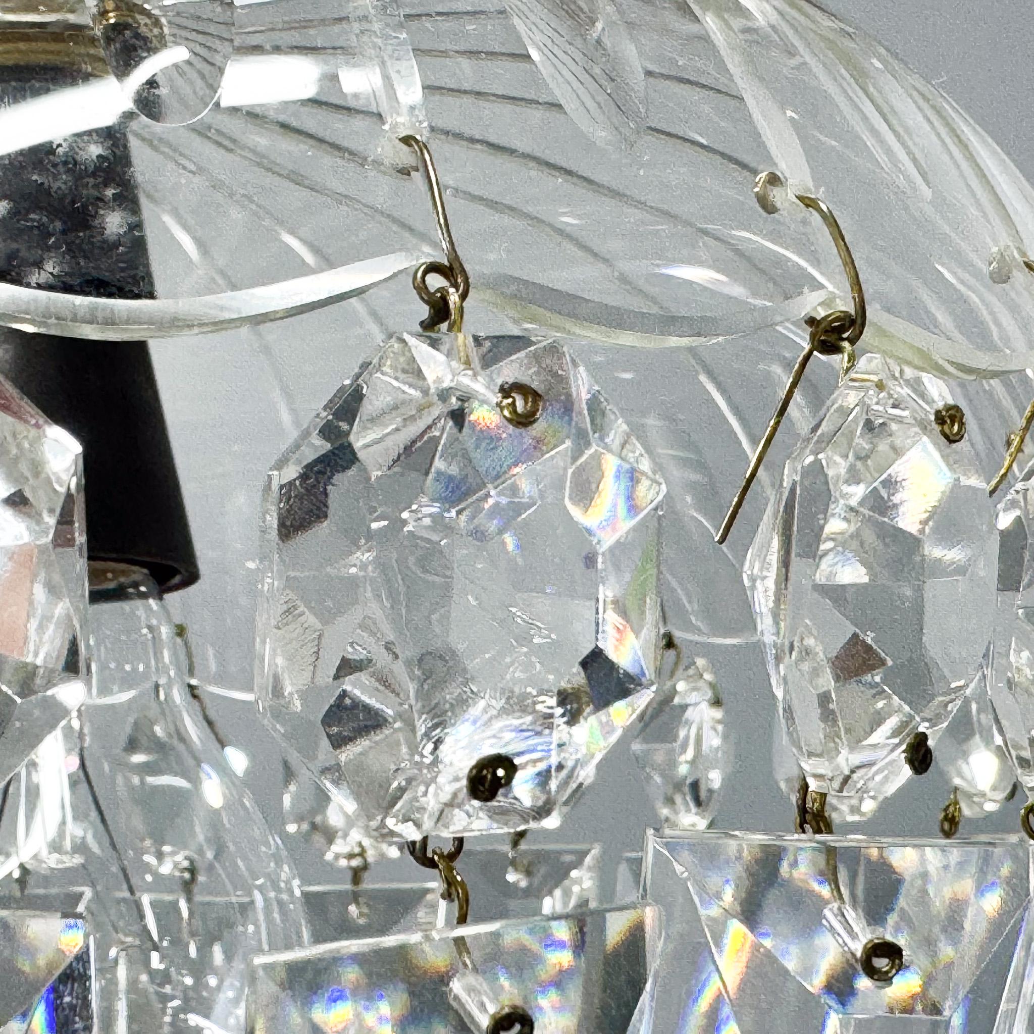Lampadario in cristallo e ottone di metà secolo, Cecoslovacchia in vendita 4