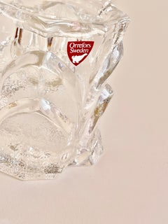 Portacandele in cristallo di metà secolo di Lars Hellsten per Orrefors, Svezia