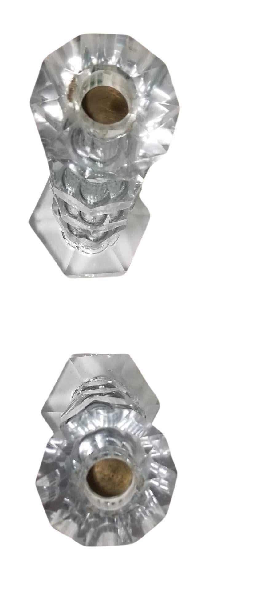 Chandelier en cristal du milieu du siècle avec couvercle en forme de diamant - Paire Excellent état - En vente à Van Nuys, CA