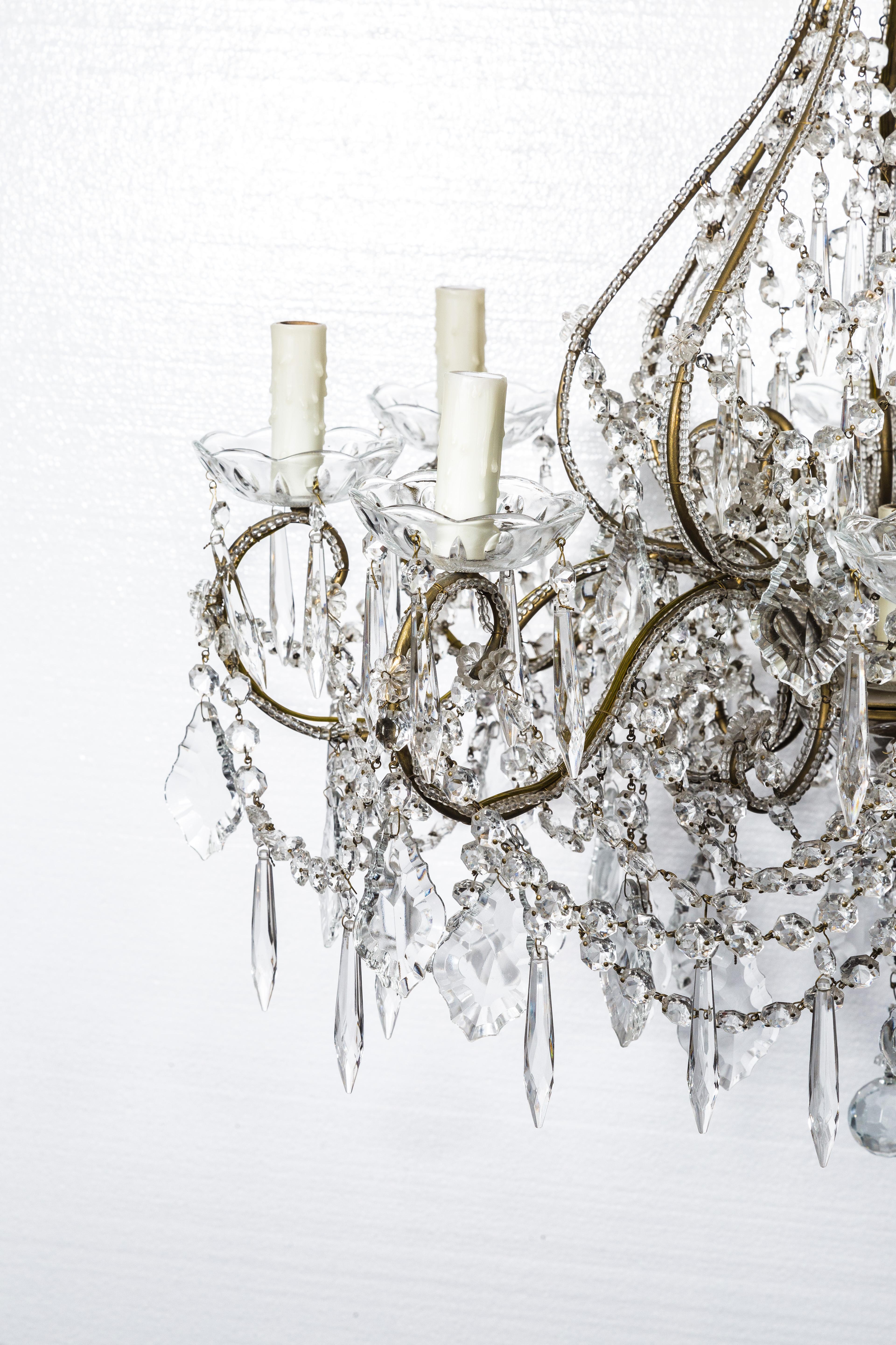 American Classical Midcentury Crystal Chandelier