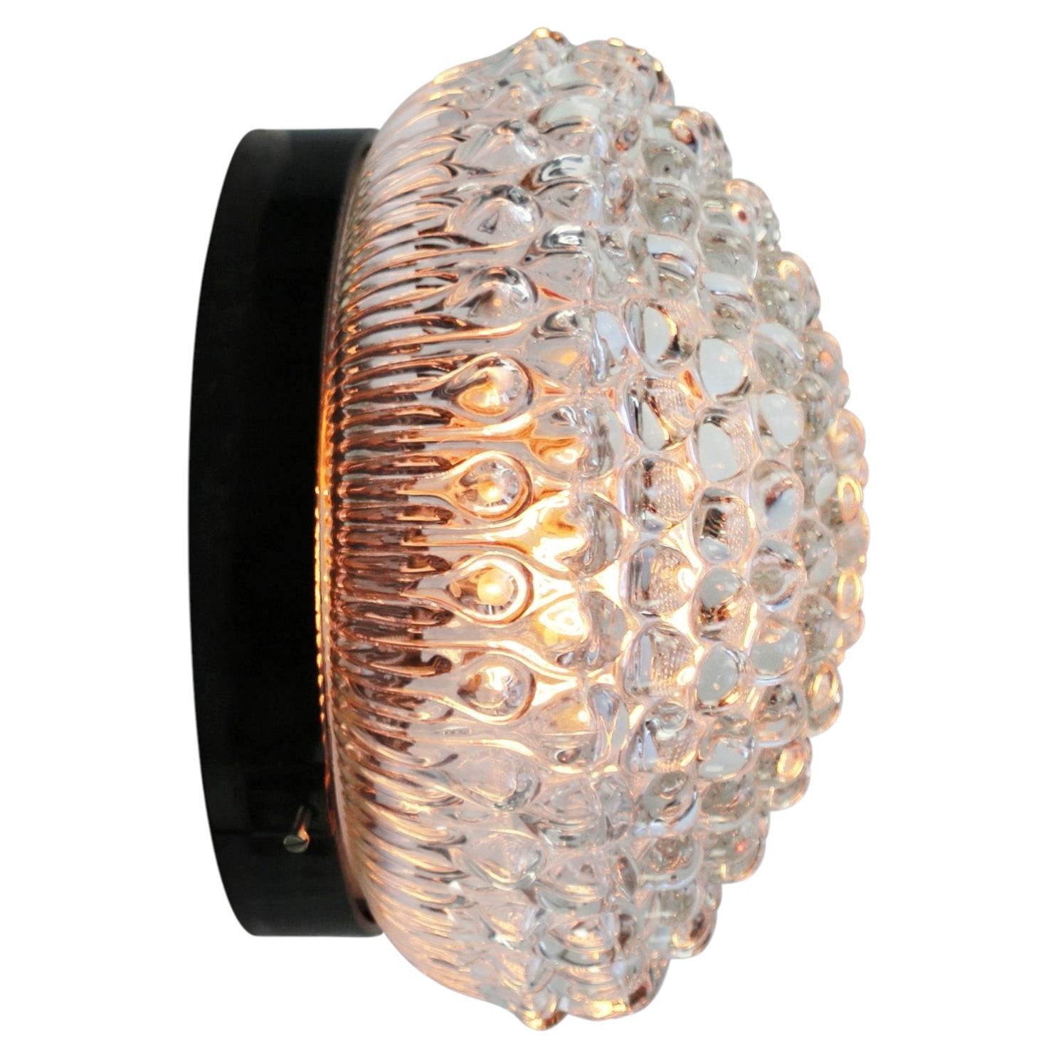 Mid-Century Crystal Clear Glass Bakelite Sconces Flush Mounts by WILA