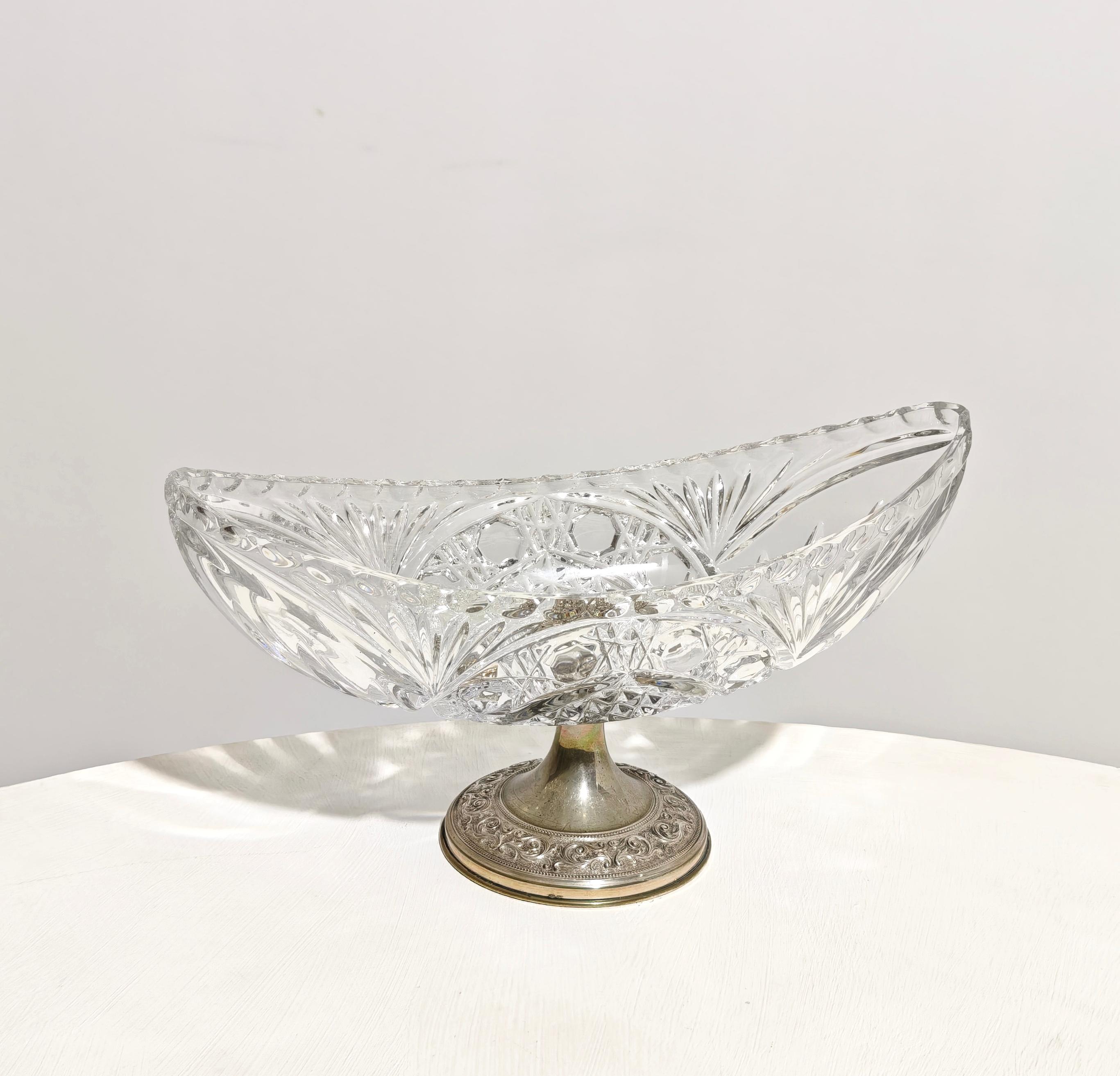 Mid-Century Crystal Glass and Silver Centerpiece Production Italian 1950/60s For Sale 9