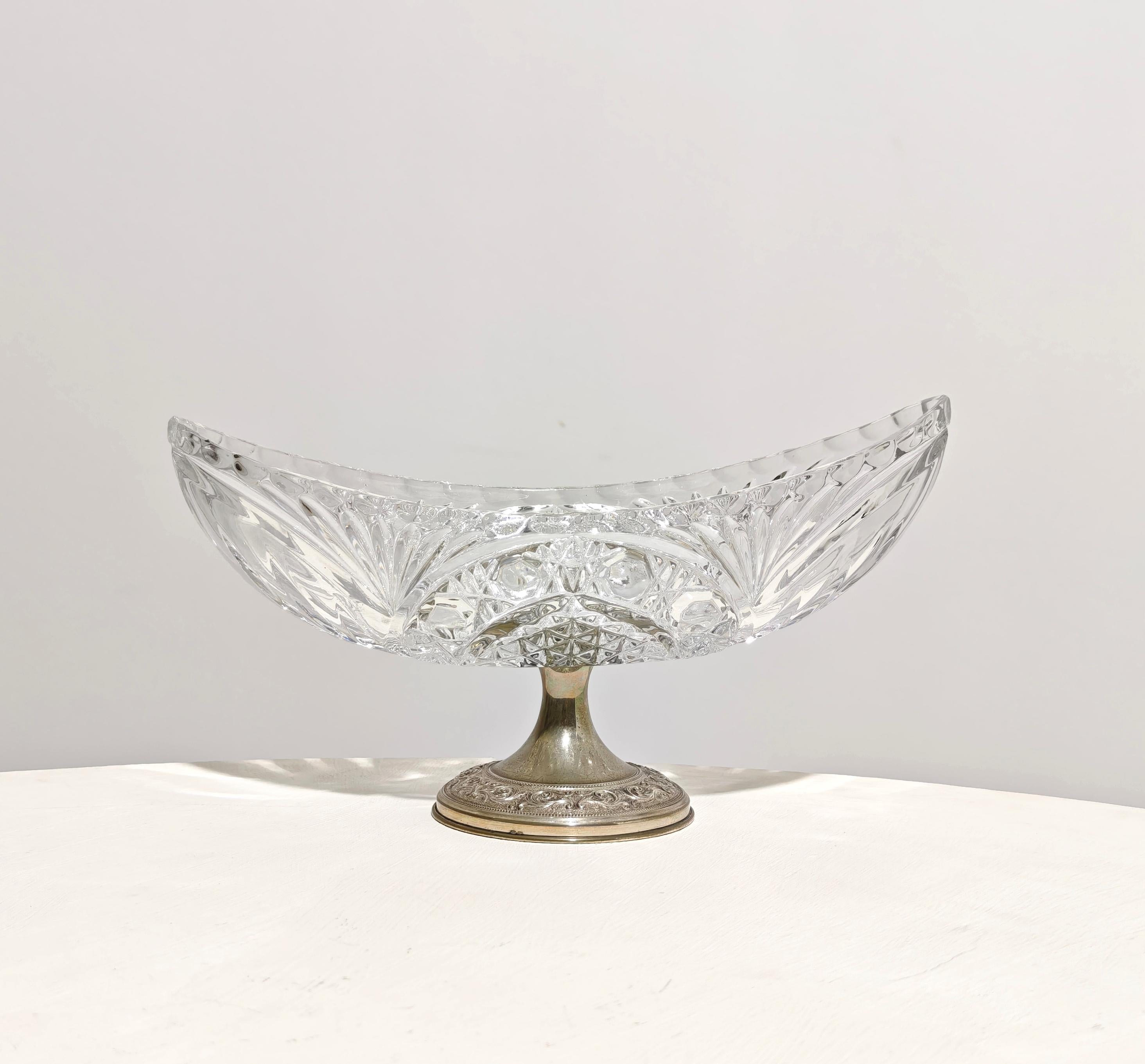 Mid-Century Modern Mid-Century Crystal Glass and Silver Centerpiece Production Italian 1950/60s For Sale