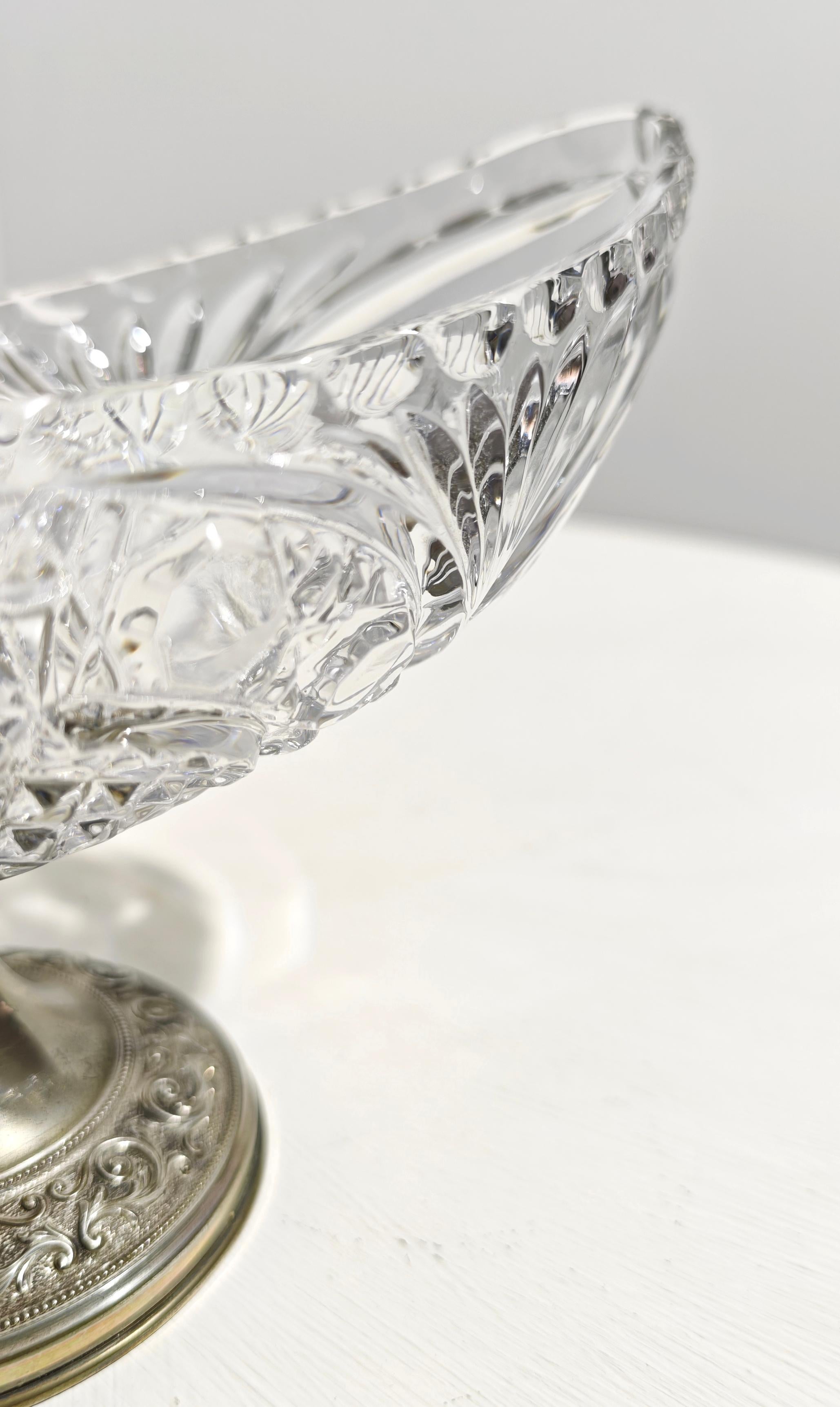 Mid-Century Crystal Glass and Silver Centerpiece Production Italian 1950/60s In Good Condition For Sale In Palermo, IT