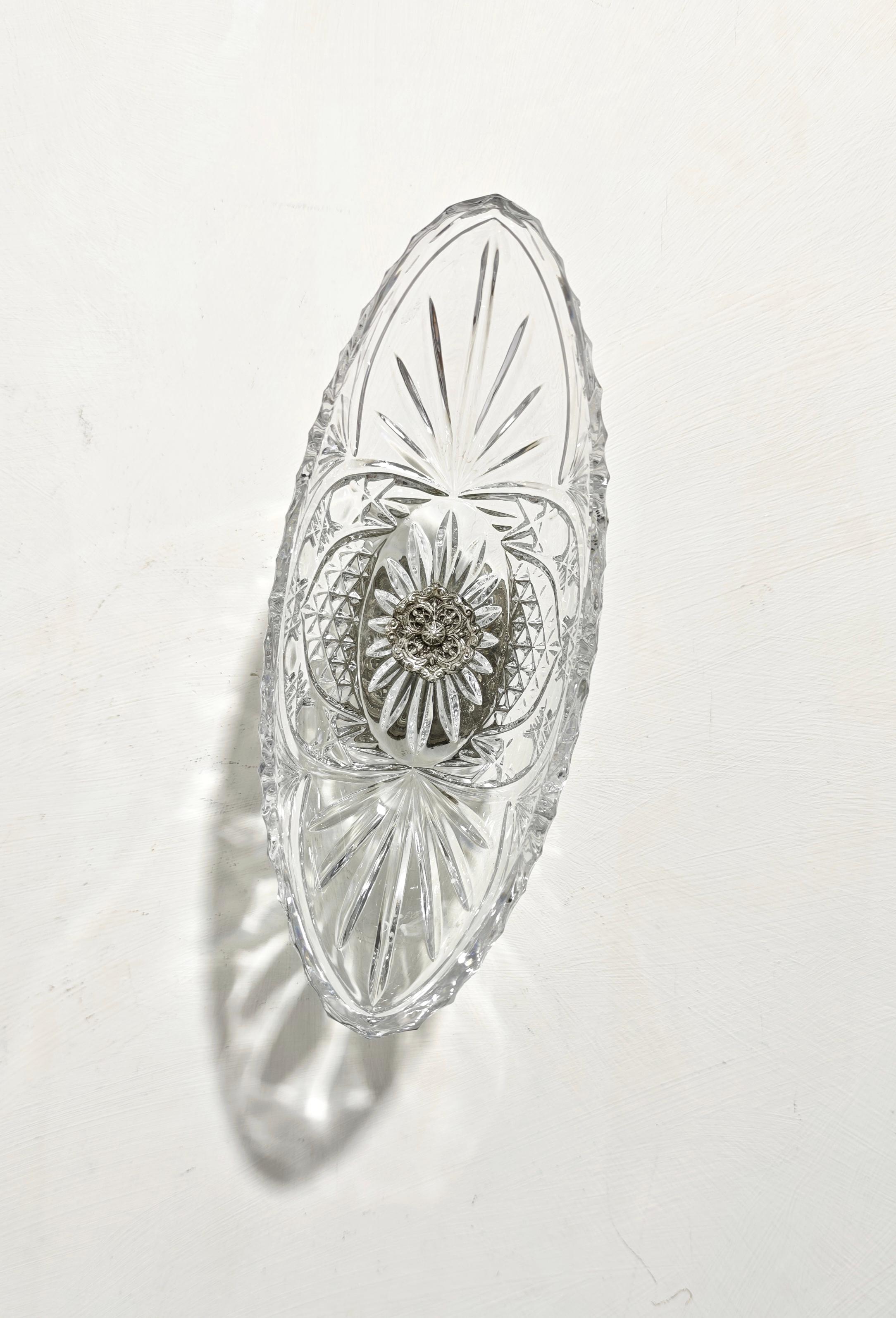 Mid-Century Crystal Glass and Silver Centerpiece Production Italian 1950/60s For Sale 1