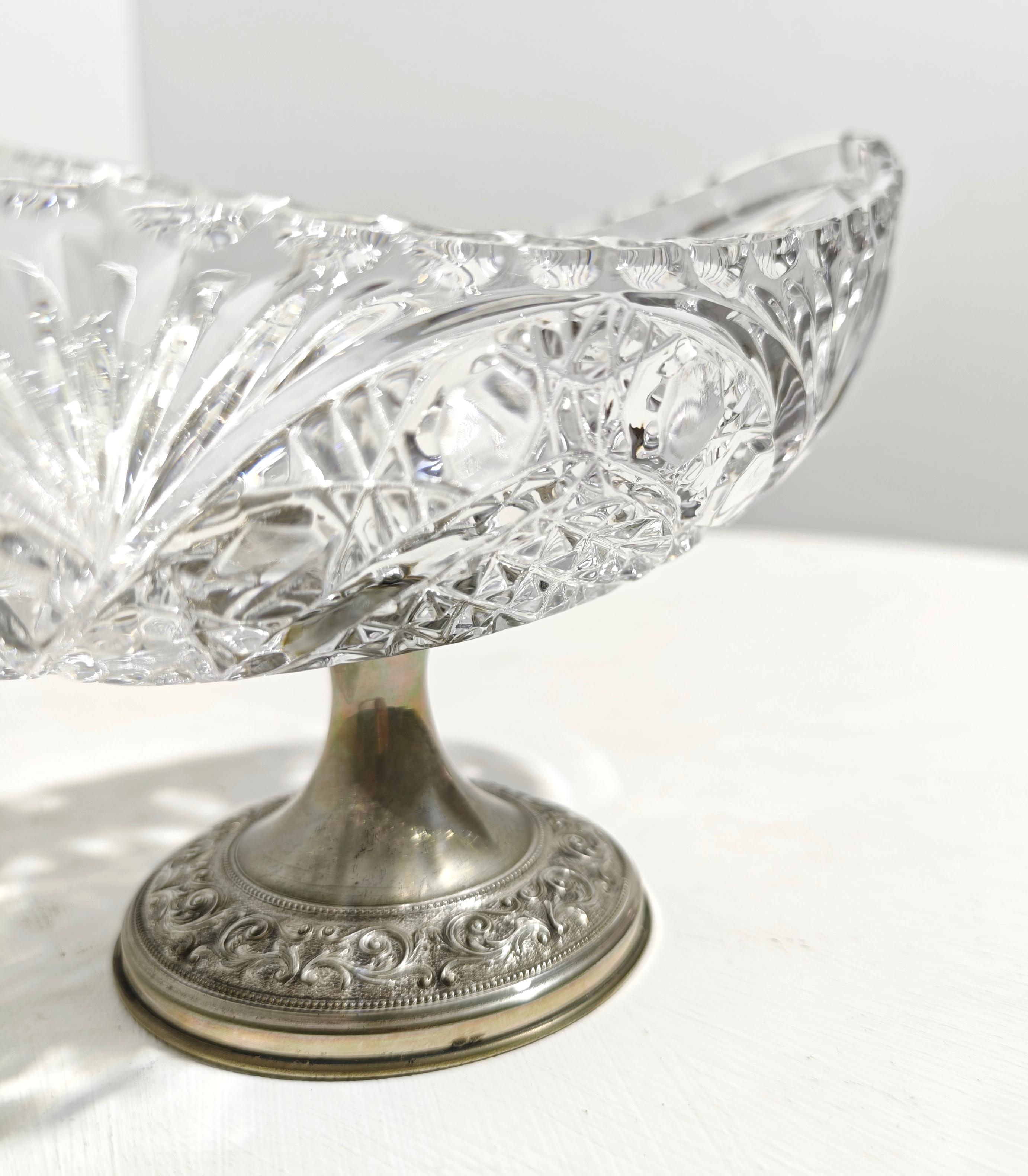 Mid-Century Crystal Glass and Silver Centerpiece Production Italian 1950/60s For Sale 4