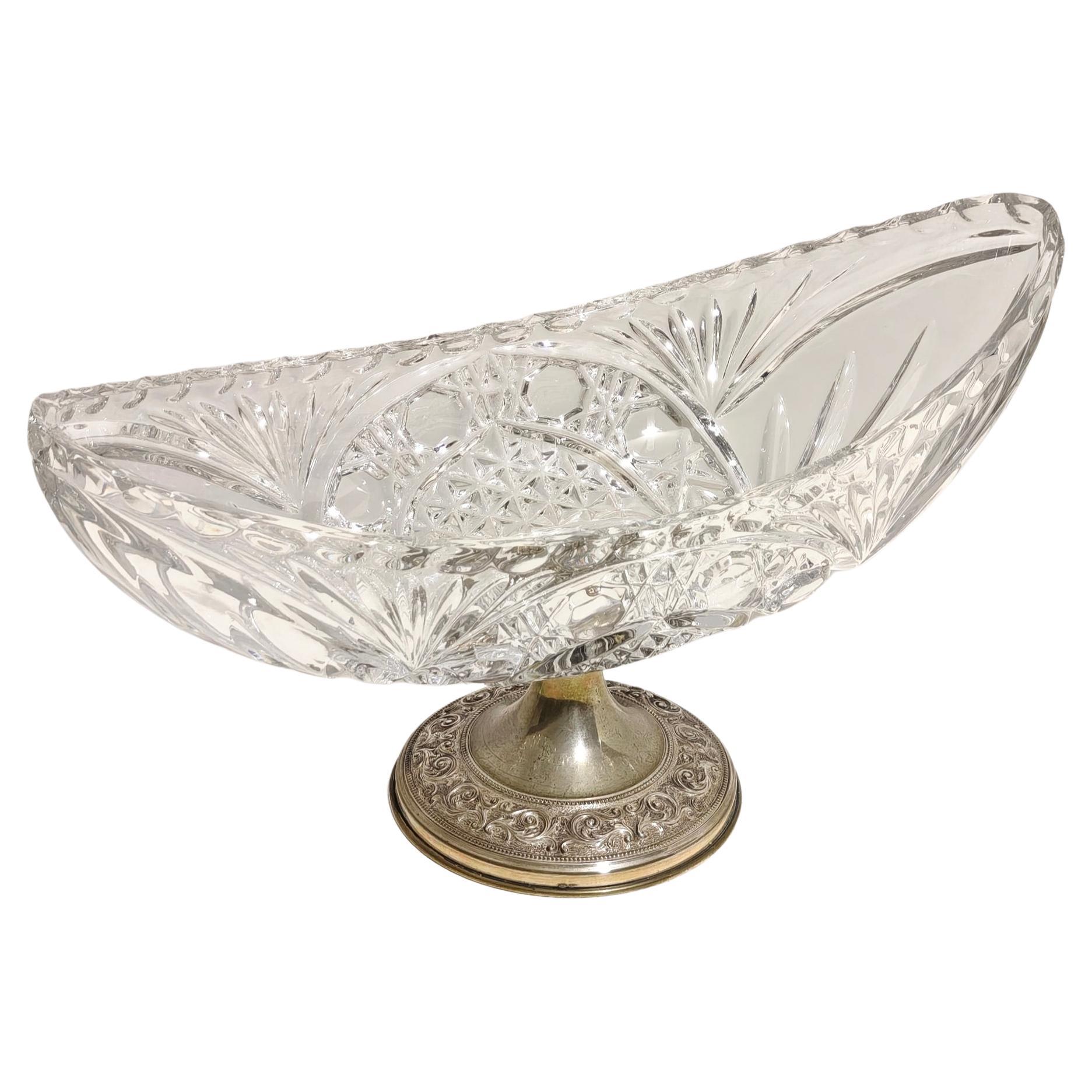 Mid-Century Crystal Glass and Silver Centerpiece Production Italian 1950/60s