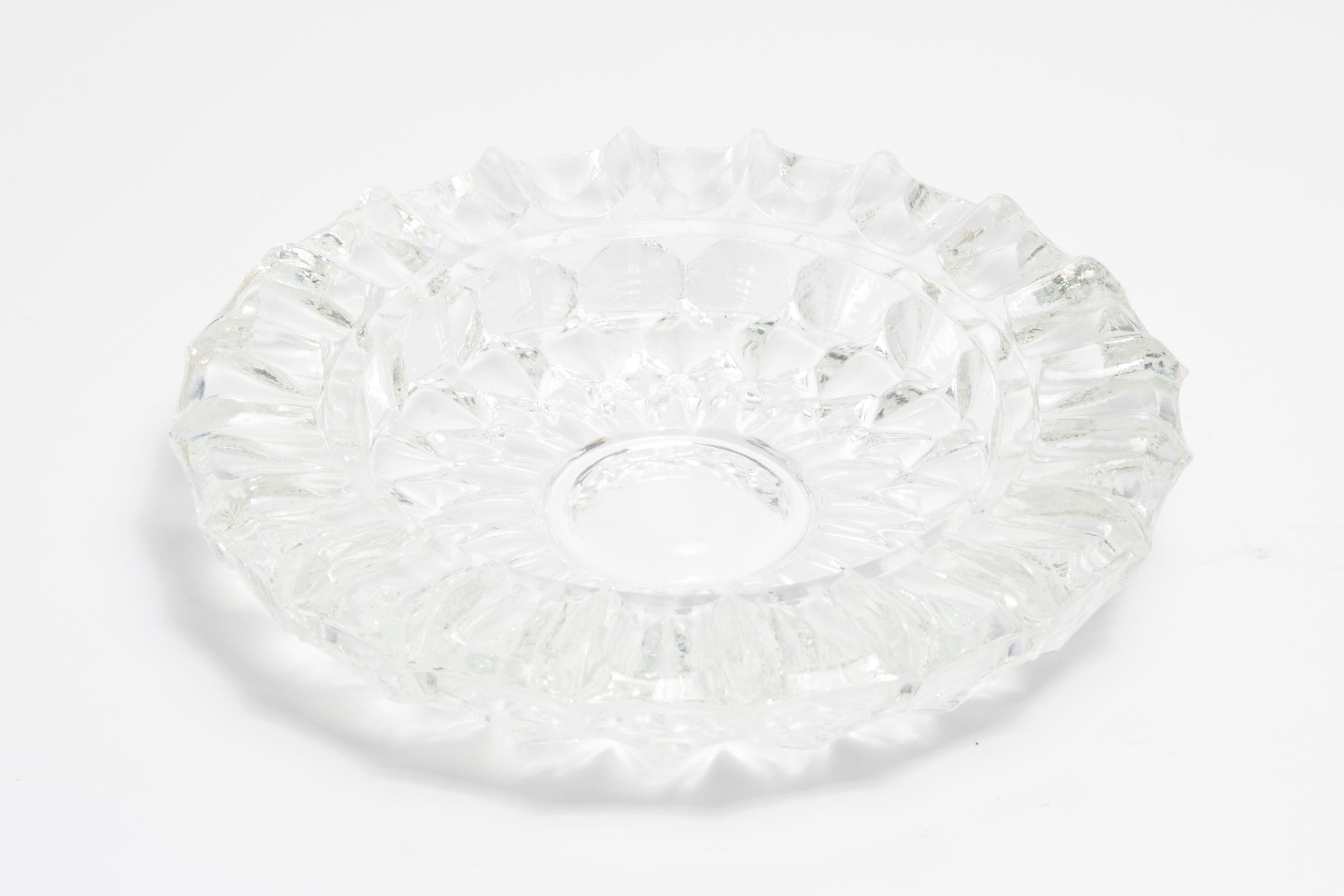 Italian Mid Century Crystal Glass Ashtray Bowl, Italy, 1970s For Sale