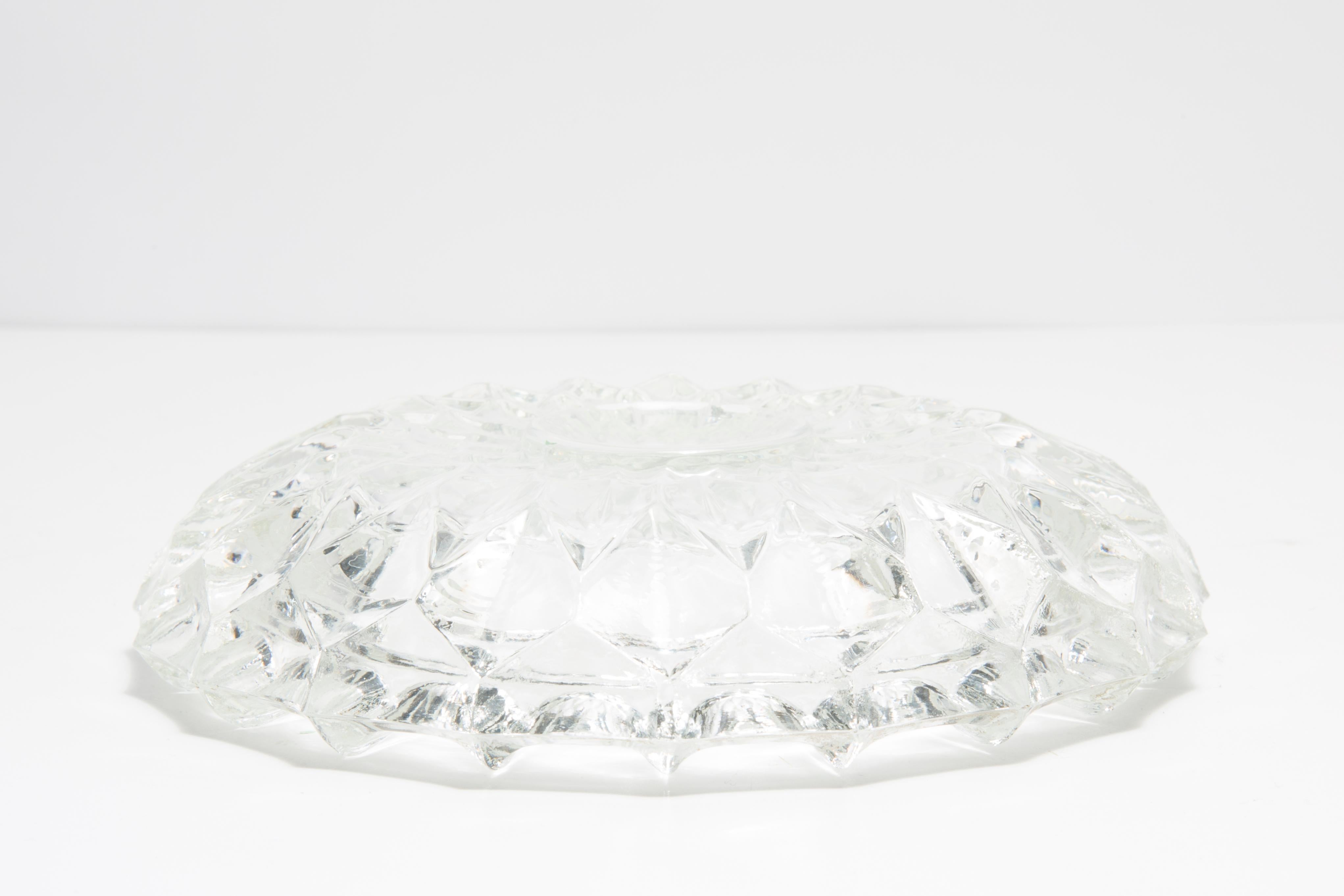 Mid Century Crystal Glass Ashtray Bowl, Italy, 1970s For Sale 3