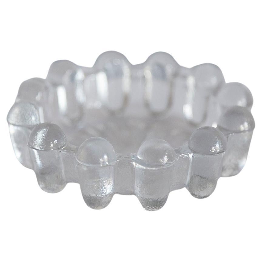 Mid Century Crystal Glass Ashtray Bowl, Italy, 1970s For Sale
