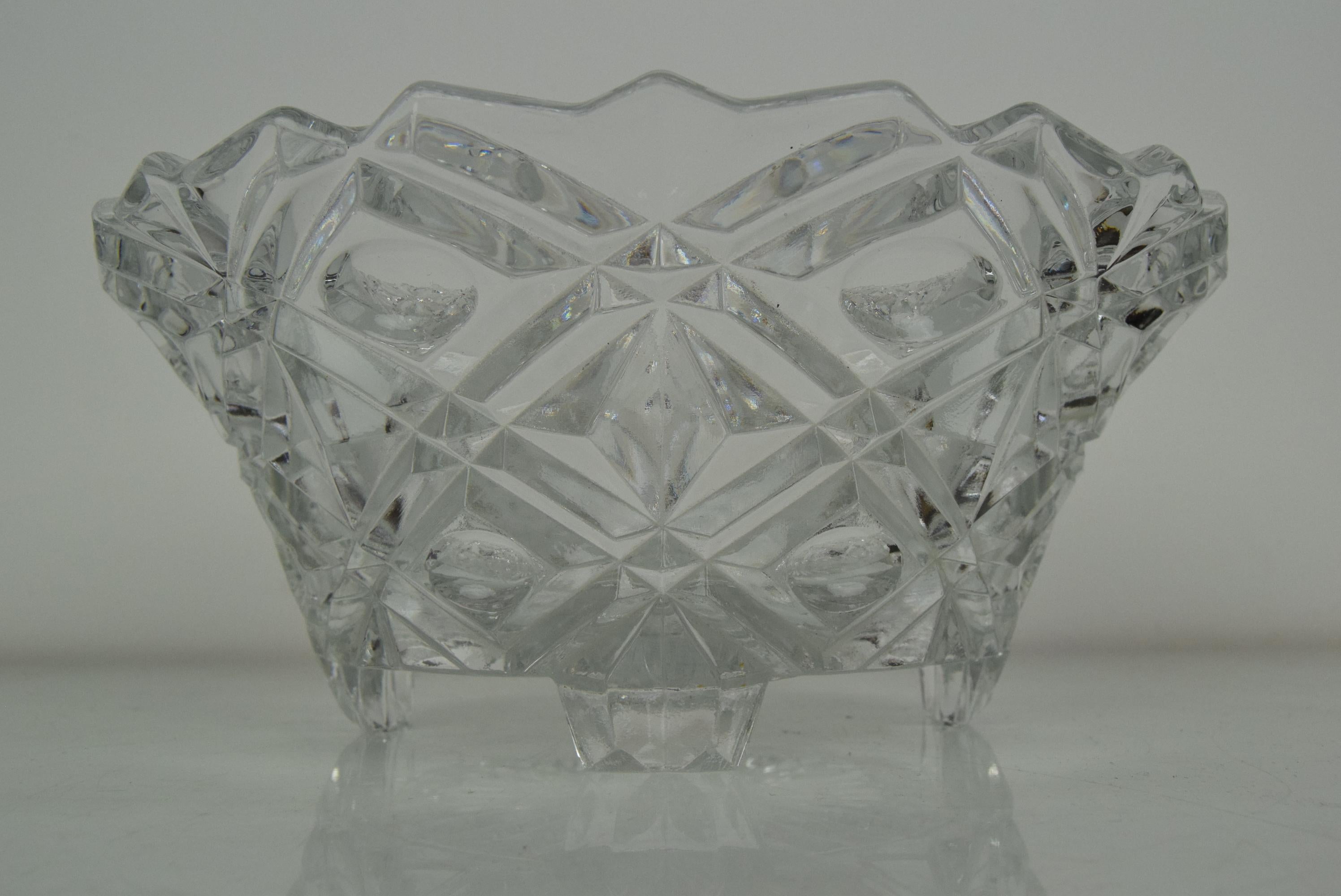 Mid-Century Modern Mid-Century Crystal Glass Bowl, 1960's For Sale