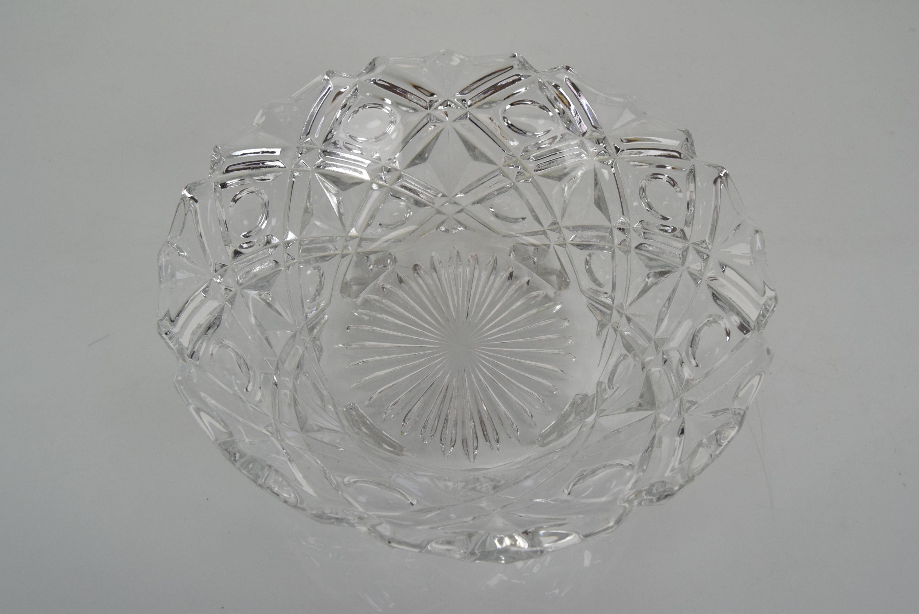 Mid-20th Century Mid-Century Crystal Glass Bowl, 1960's For Sale
