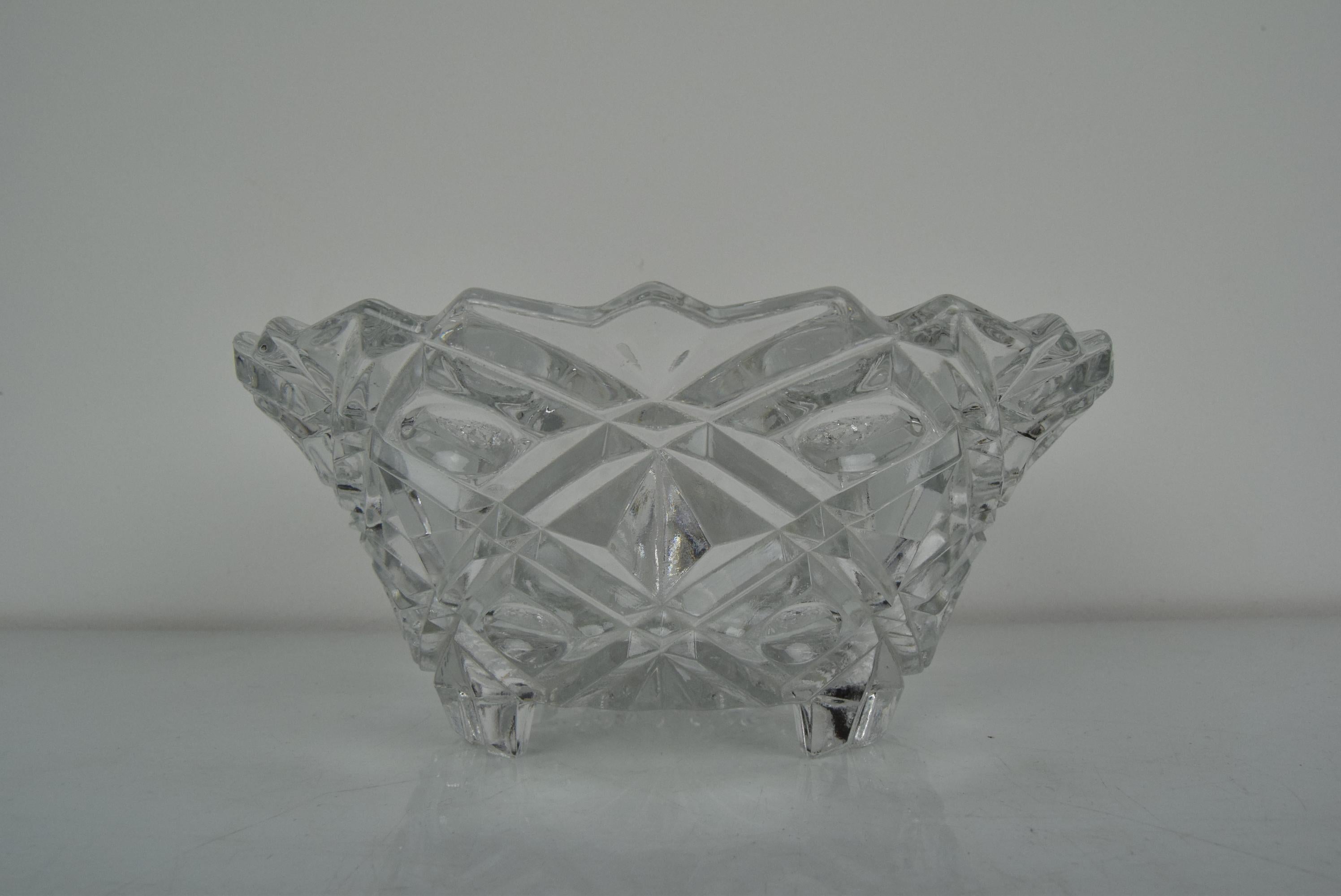 Mid-Century Crystal Glass Bowl, 1960's For Sale 2