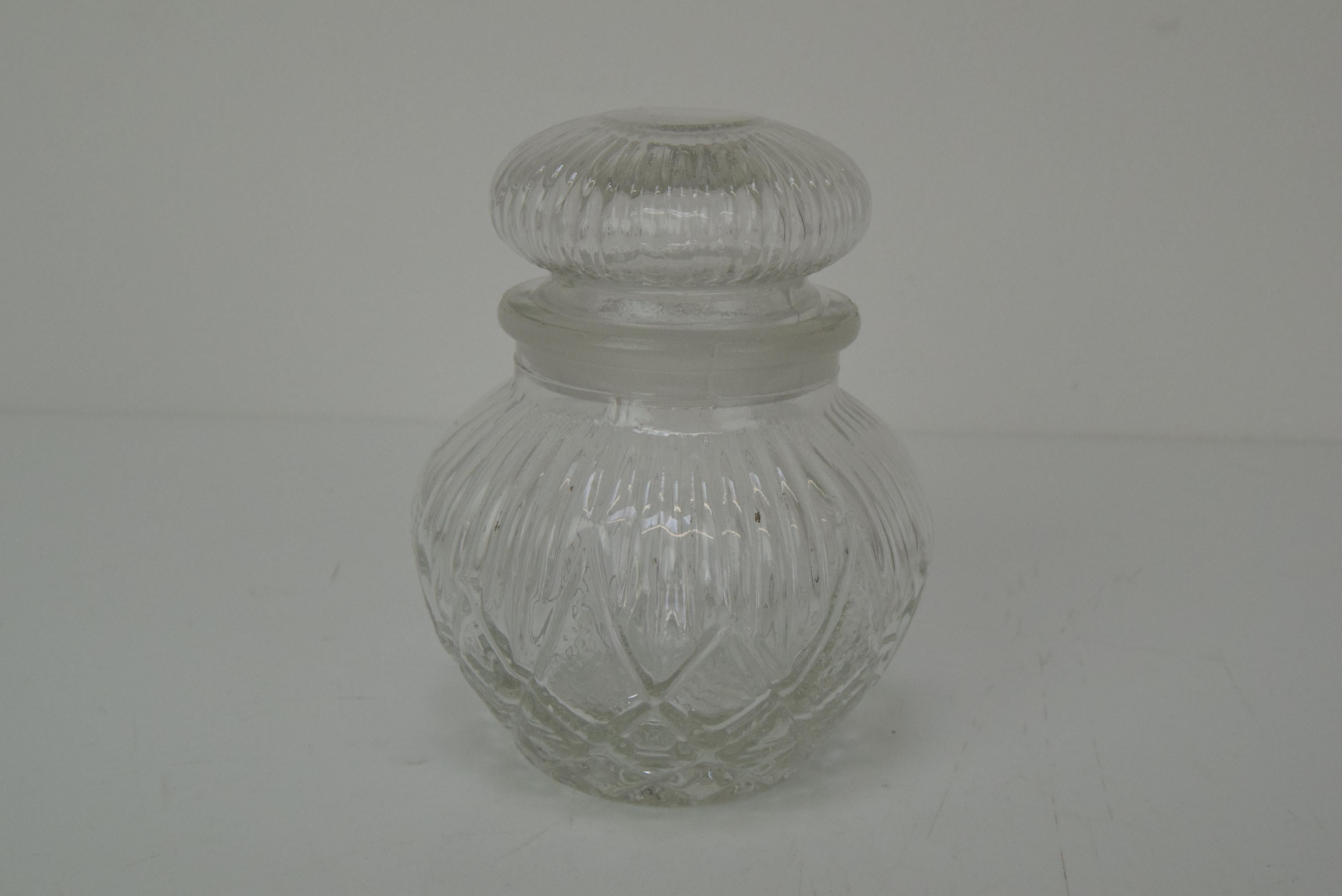 Kristallglasdose aus der Mitte des Jahrhunderts, 1950er Jahre.  (Moderne der Mitte des Jahrhunderts) im Angebot