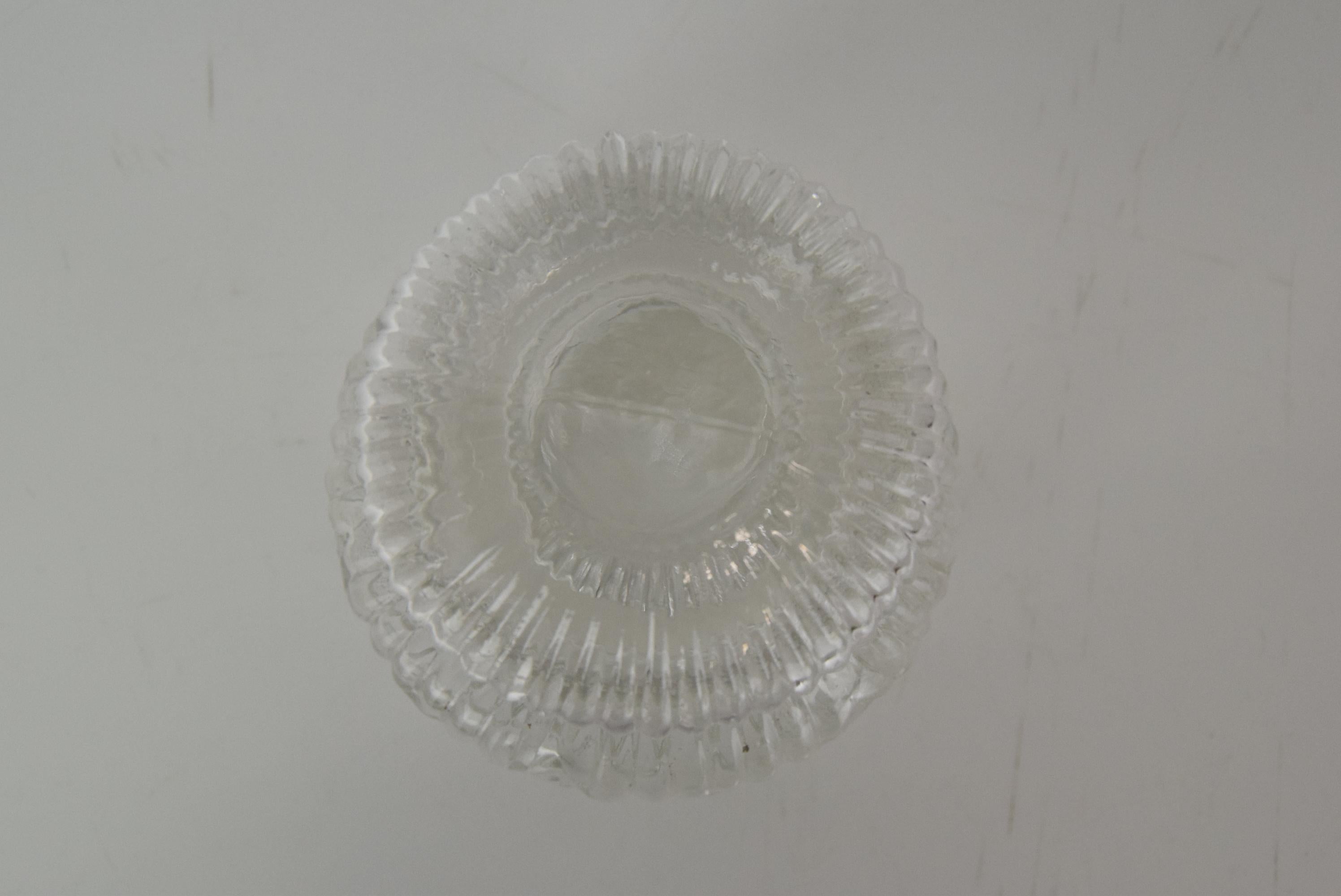 Mid-century Crystal Glass Can, 1950's.  In Good Condition For Sale In Praha, CZ