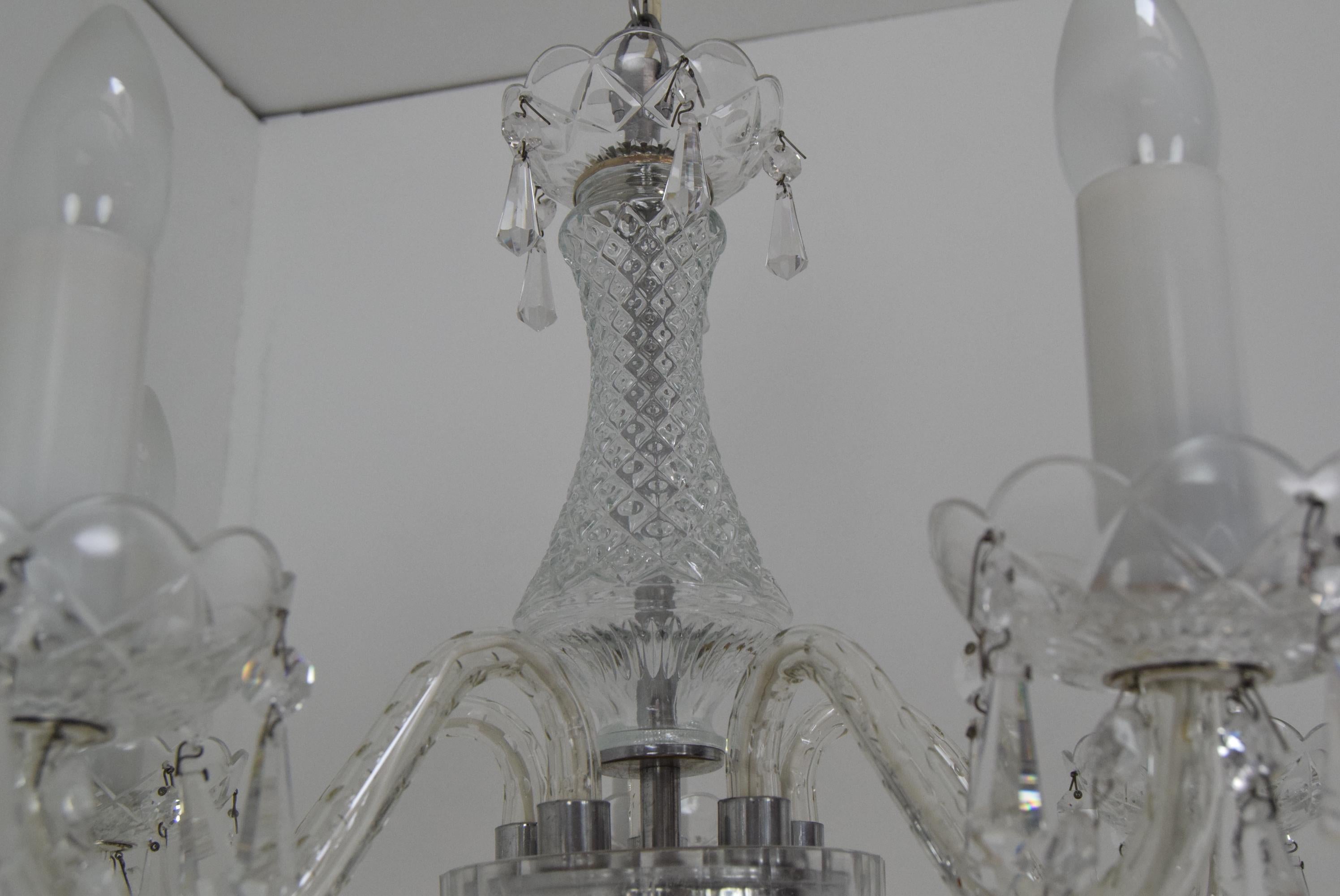 Mid-Century Crystal Glass Chandelier by Kamenicky Senov, 1960's For Sale 6