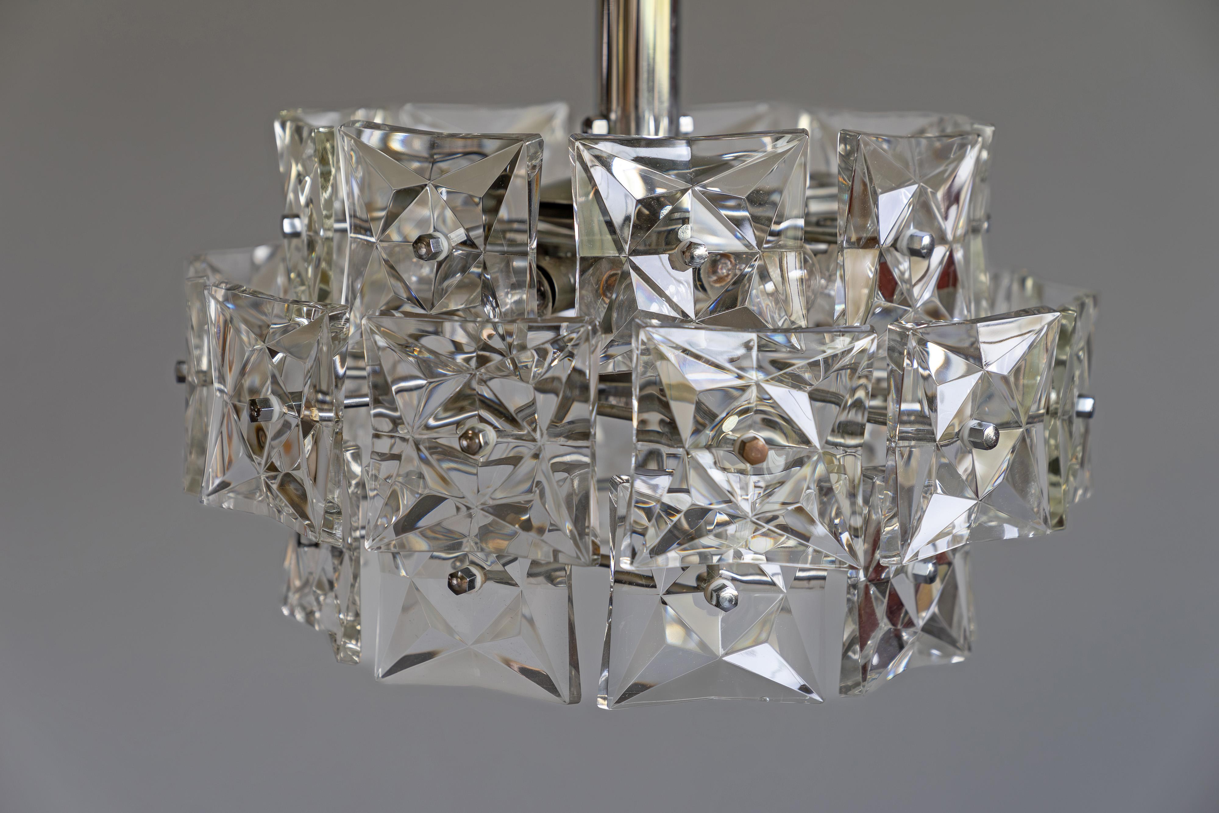 20th Century Mid-Century Crystal Glass Chandelier by Kinkeldey Germany, 1960s For Sale