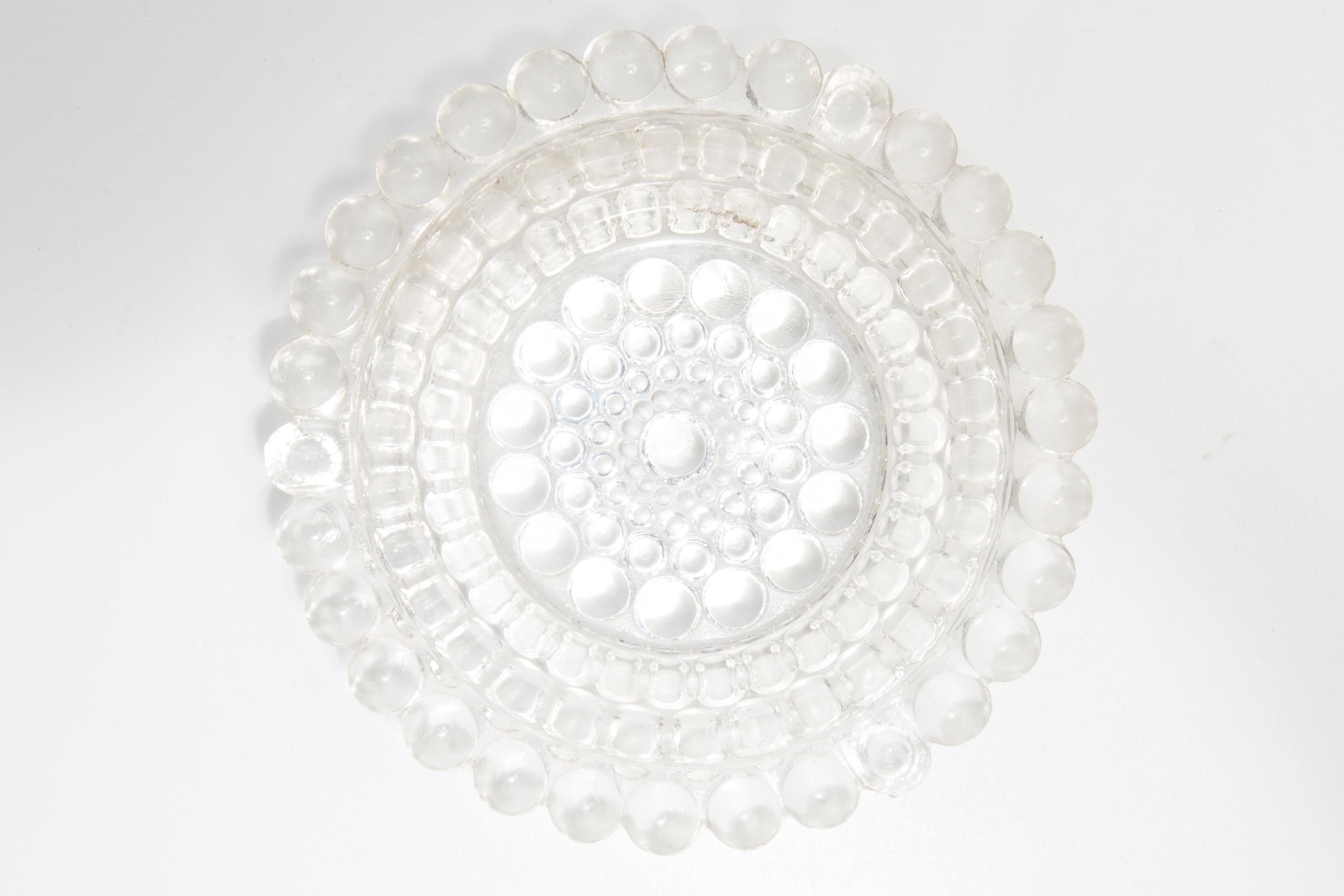 Mid Century Crystal Glass Dots Bubbles Ashtray Bowl, Italy, 1970s In Good Condition For Sale In 05-080 Hornowek, PL