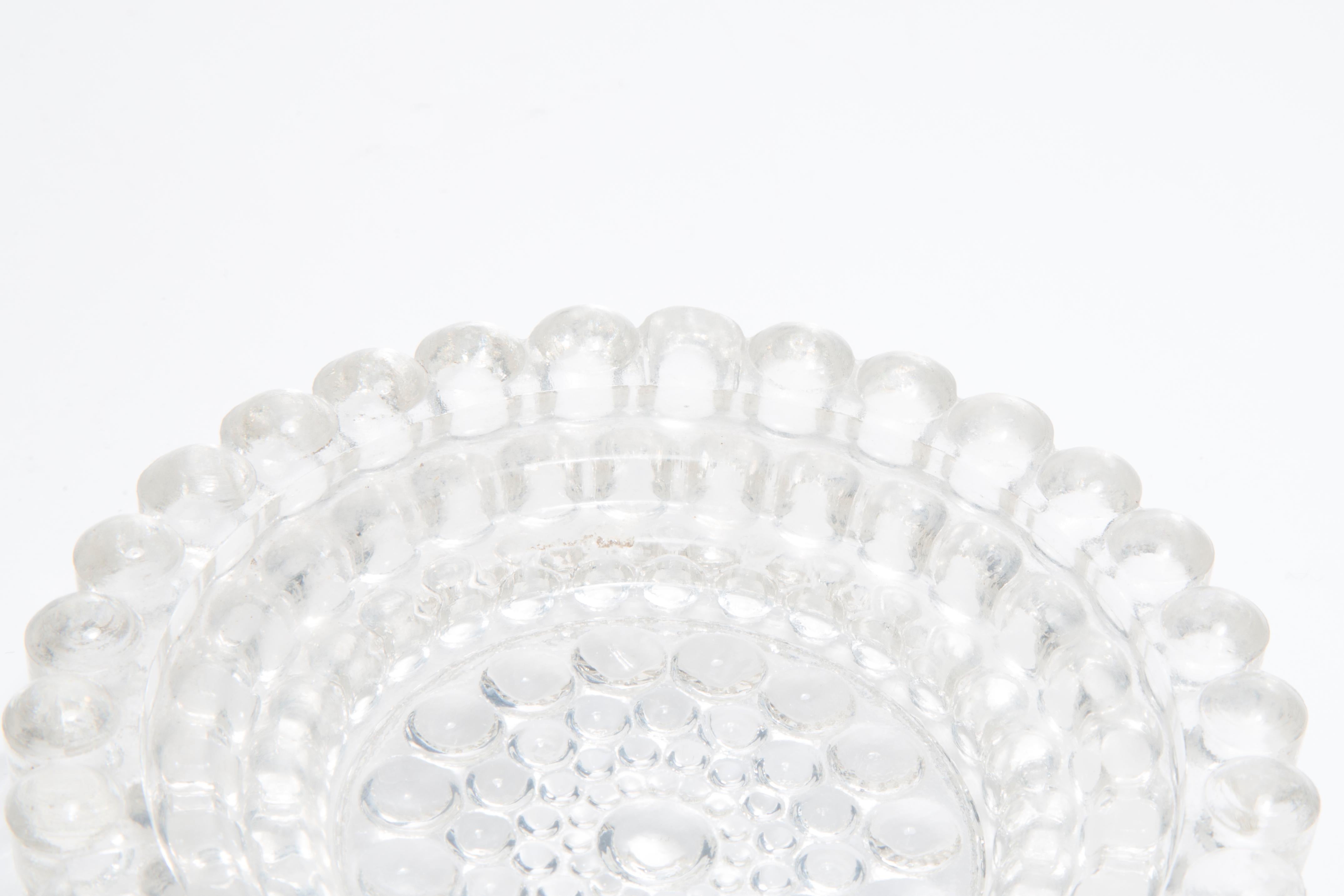 20th Century Mid Century Crystal Glass Dots Bubbles Ashtray Bowl, Italy, 1970s For Sale