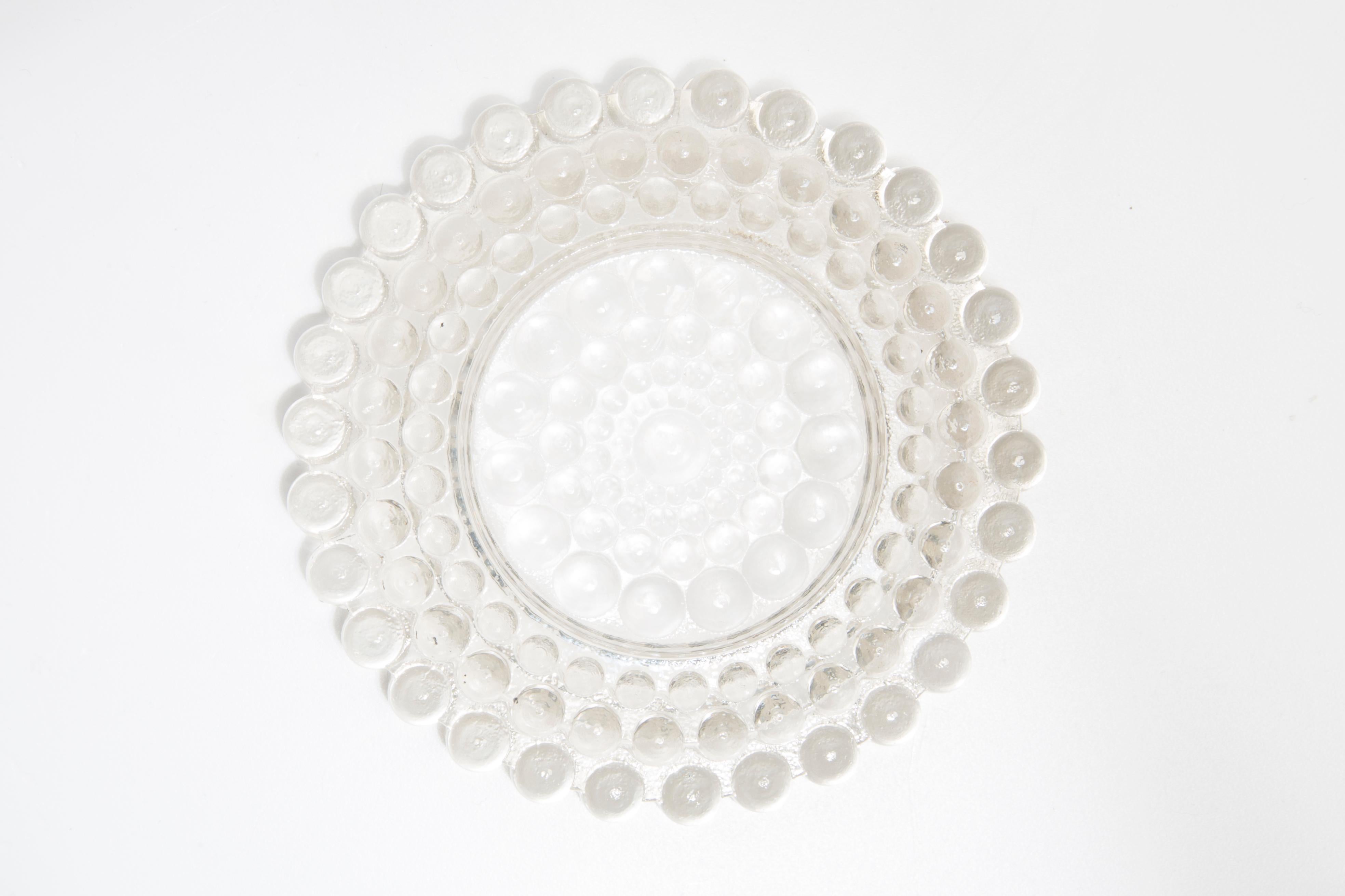 Mid Century Kristallglas Dots Bubbles Aschenbecher Schale, Italien, 1970er Jahre im Angebot 1