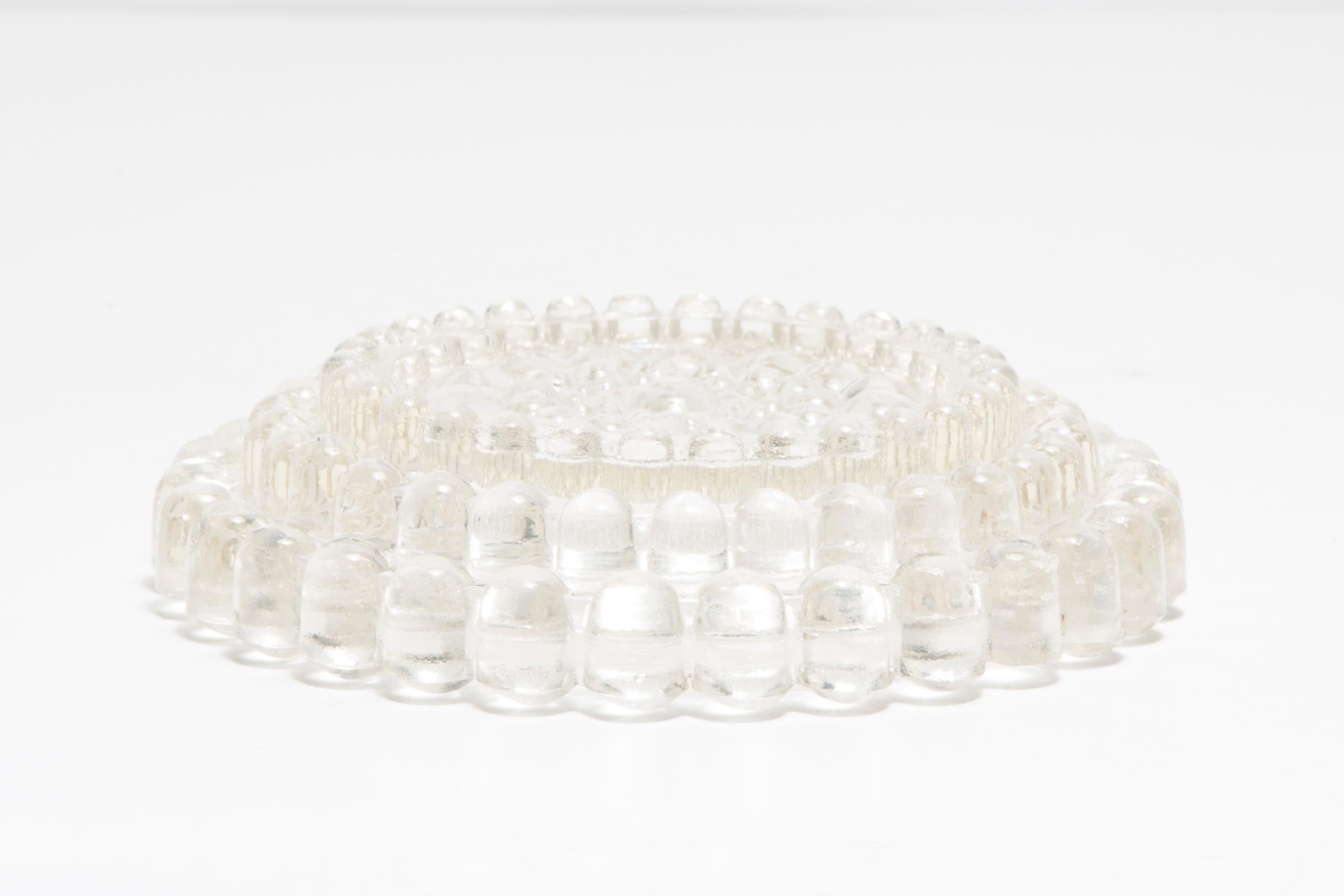 Mid Century Crystal Glass Dots Bubbles Ashtray Bowl, Italy, 1970s For Sale 2