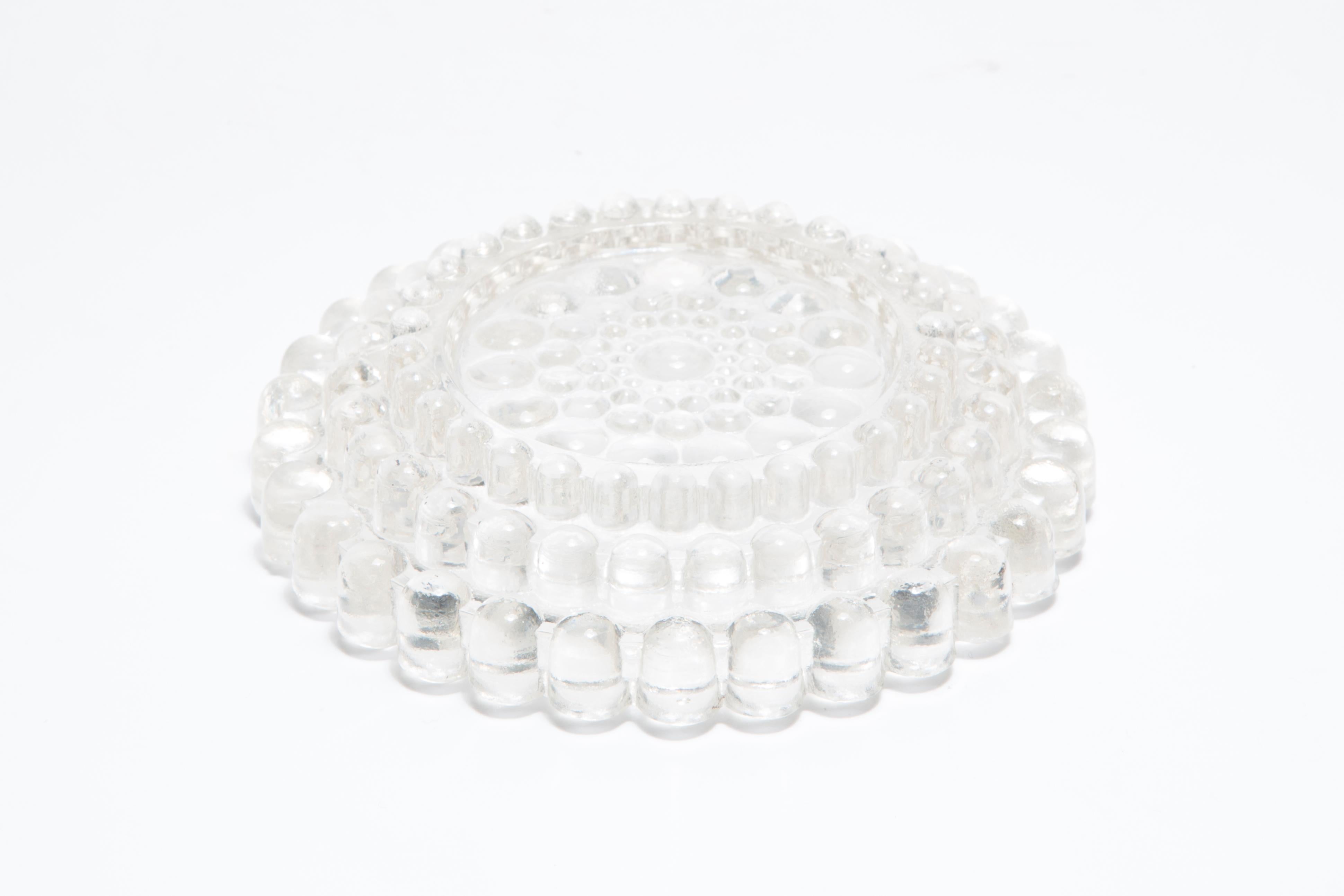 Mid Century Crystal Glass Dots Bubbles Ashtray Bowl, Italy, 1970s For Sale 3