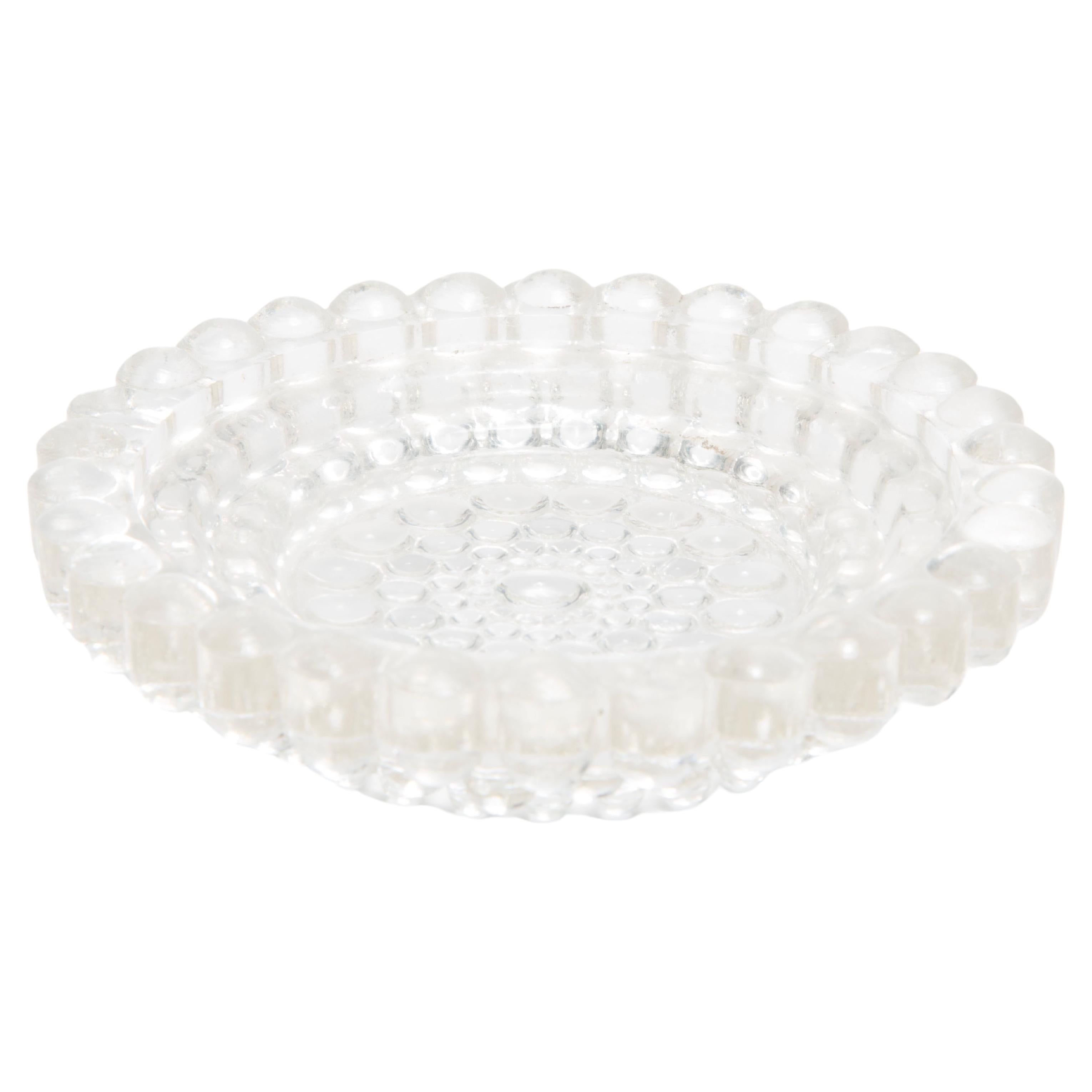 Mid Century Crystal Glass Dots Bubbles Ashtray Bowl, Italy, 1970s For Sale
