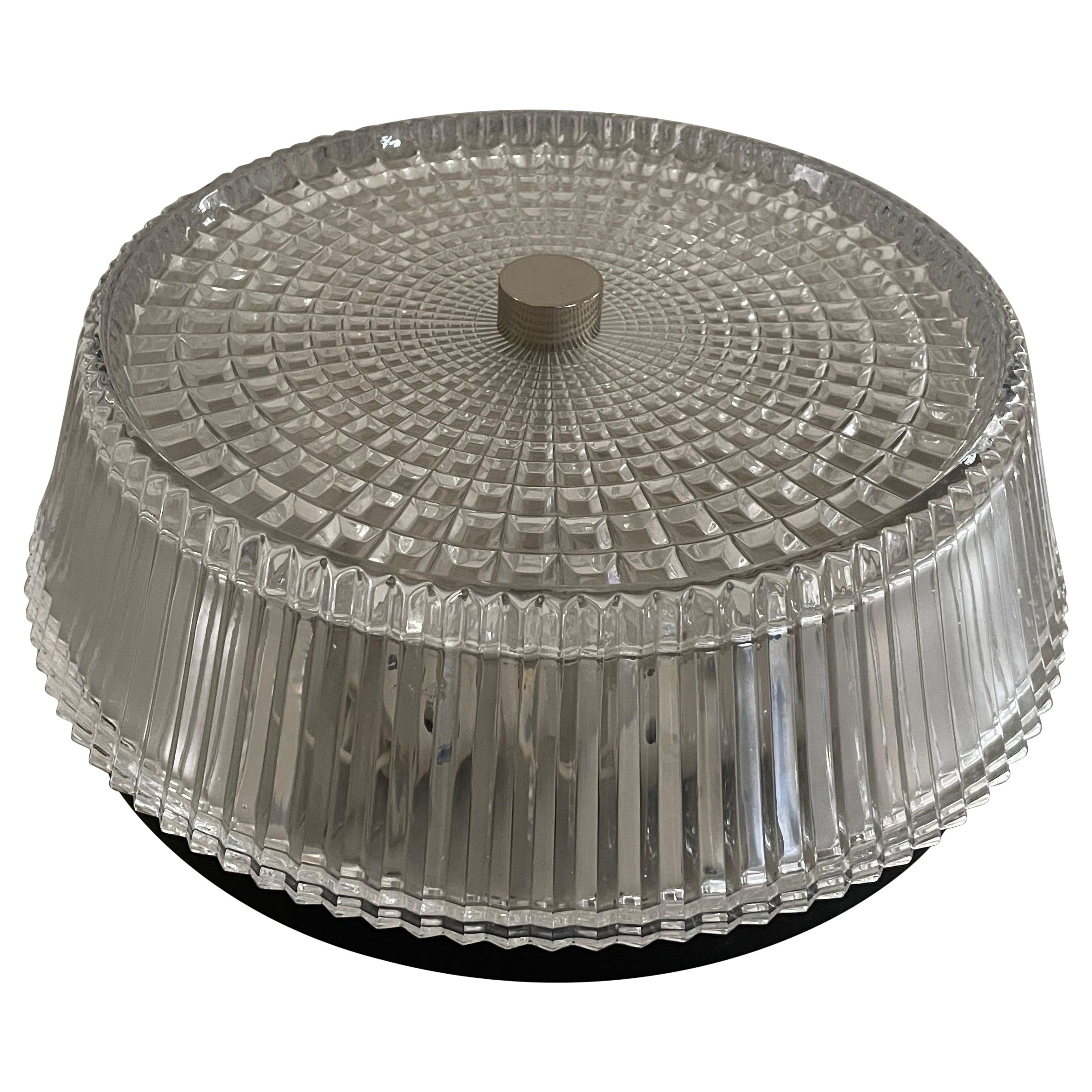 Mid-Century Crystal Glass Flush Mount Ceiling Lamp, 1960s, Germany