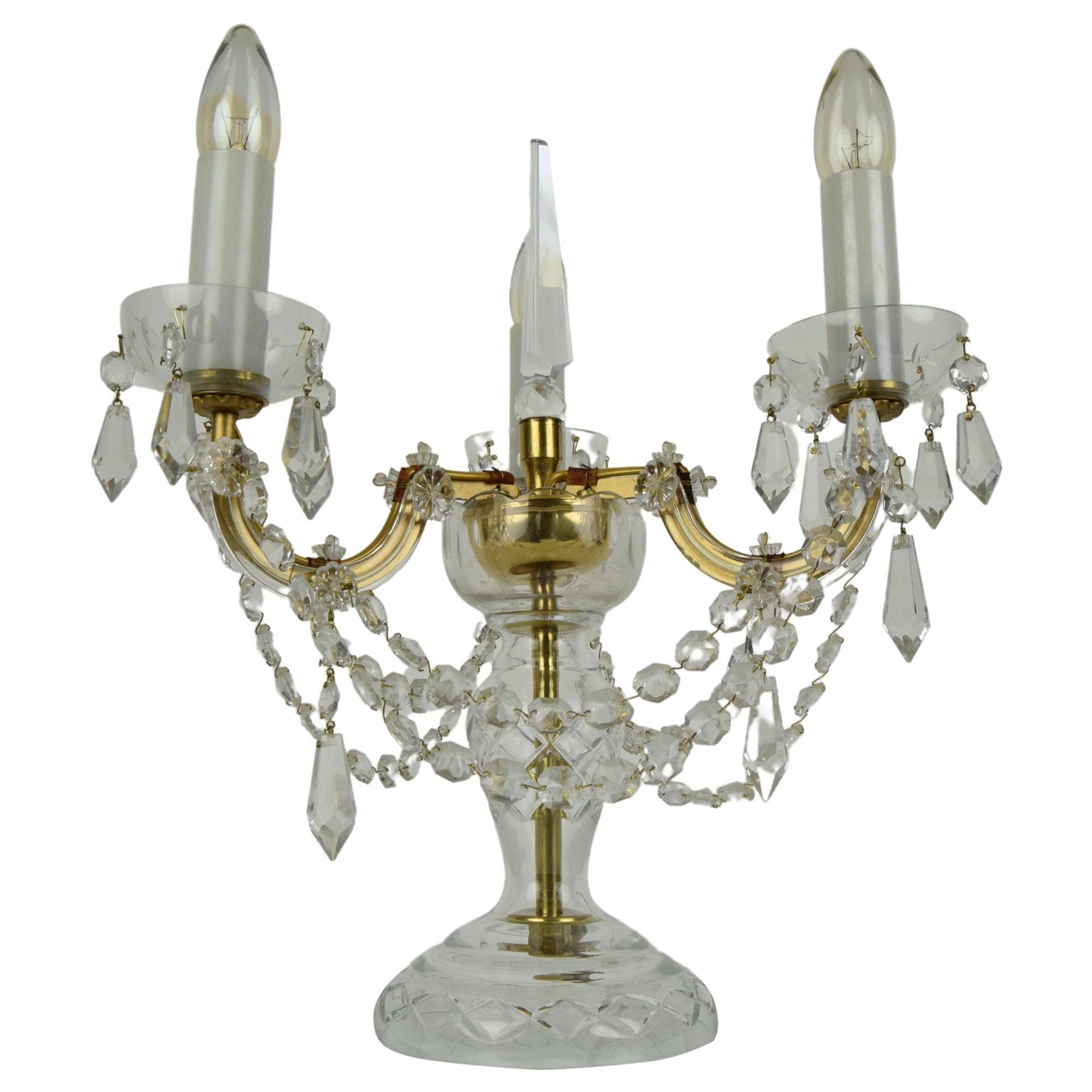 Lampe de bureau en verre de cristal du milieu du siècle dernier par Kamenicky Senov, années 1960