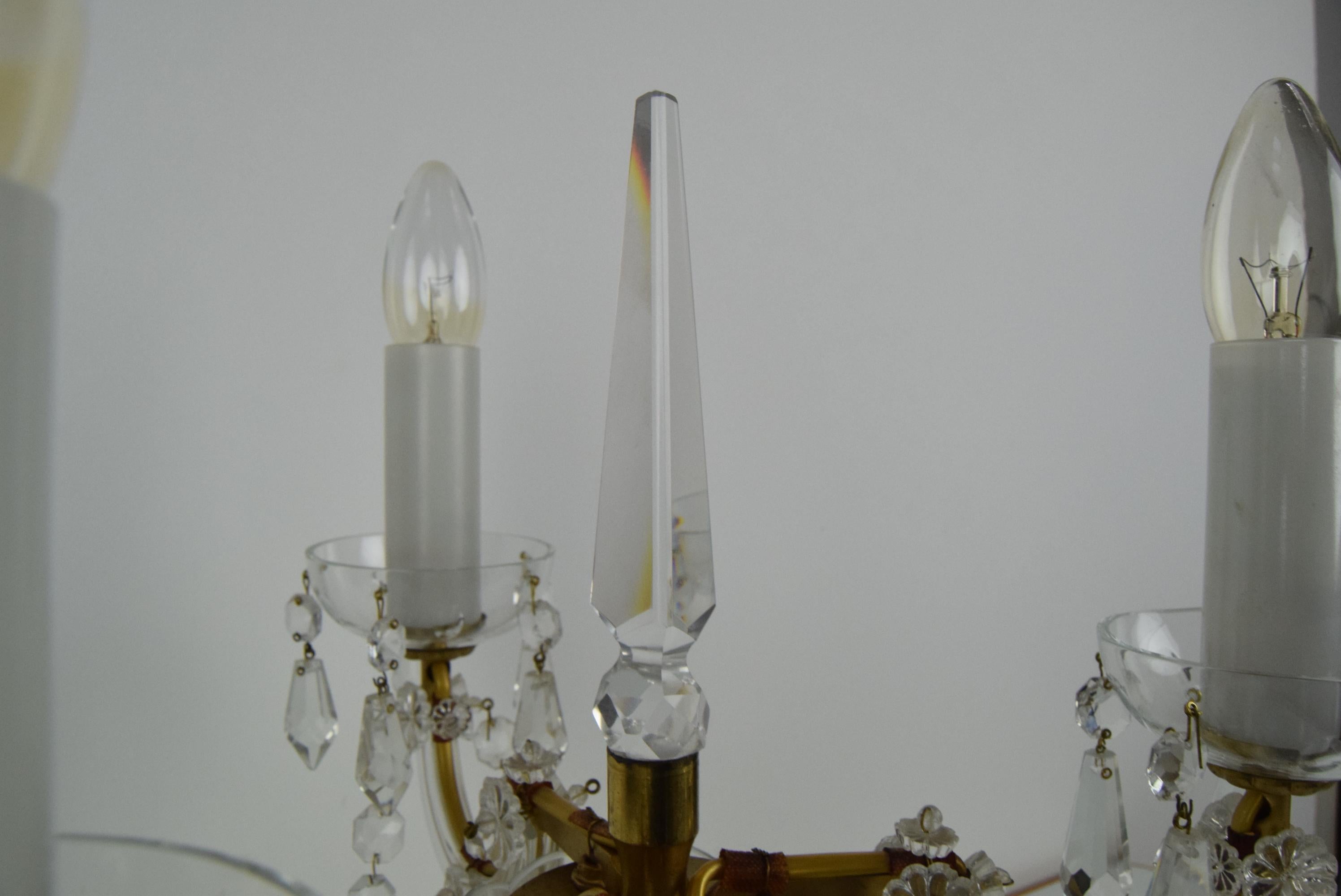 Mid-Century Crystal Glass Table Lamp by Kamenicky Senov, 1960's For Sale 3