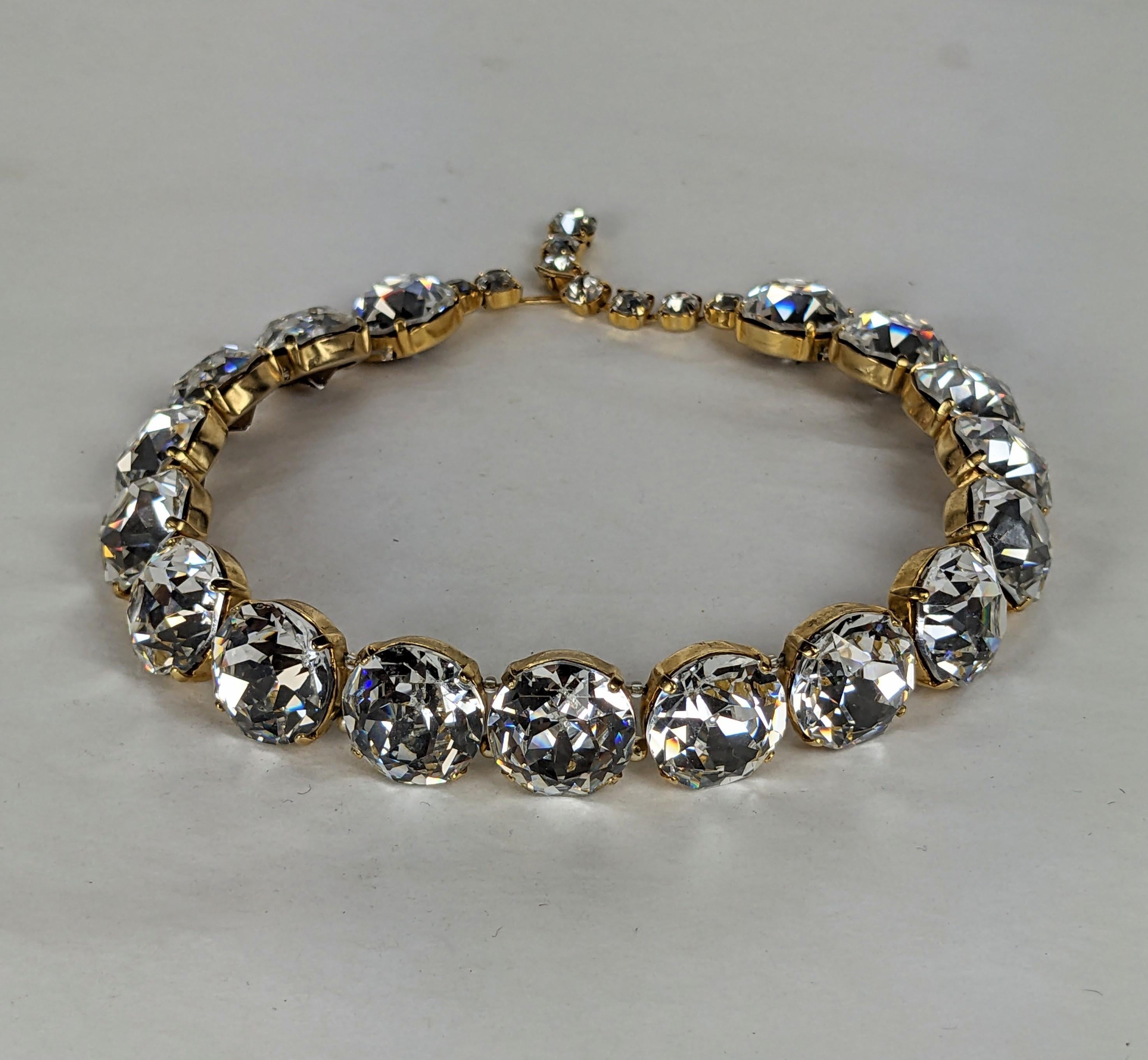 Mid Century Crystal Headlight Choker Necklace In Good Condition For Sale In New York, NY