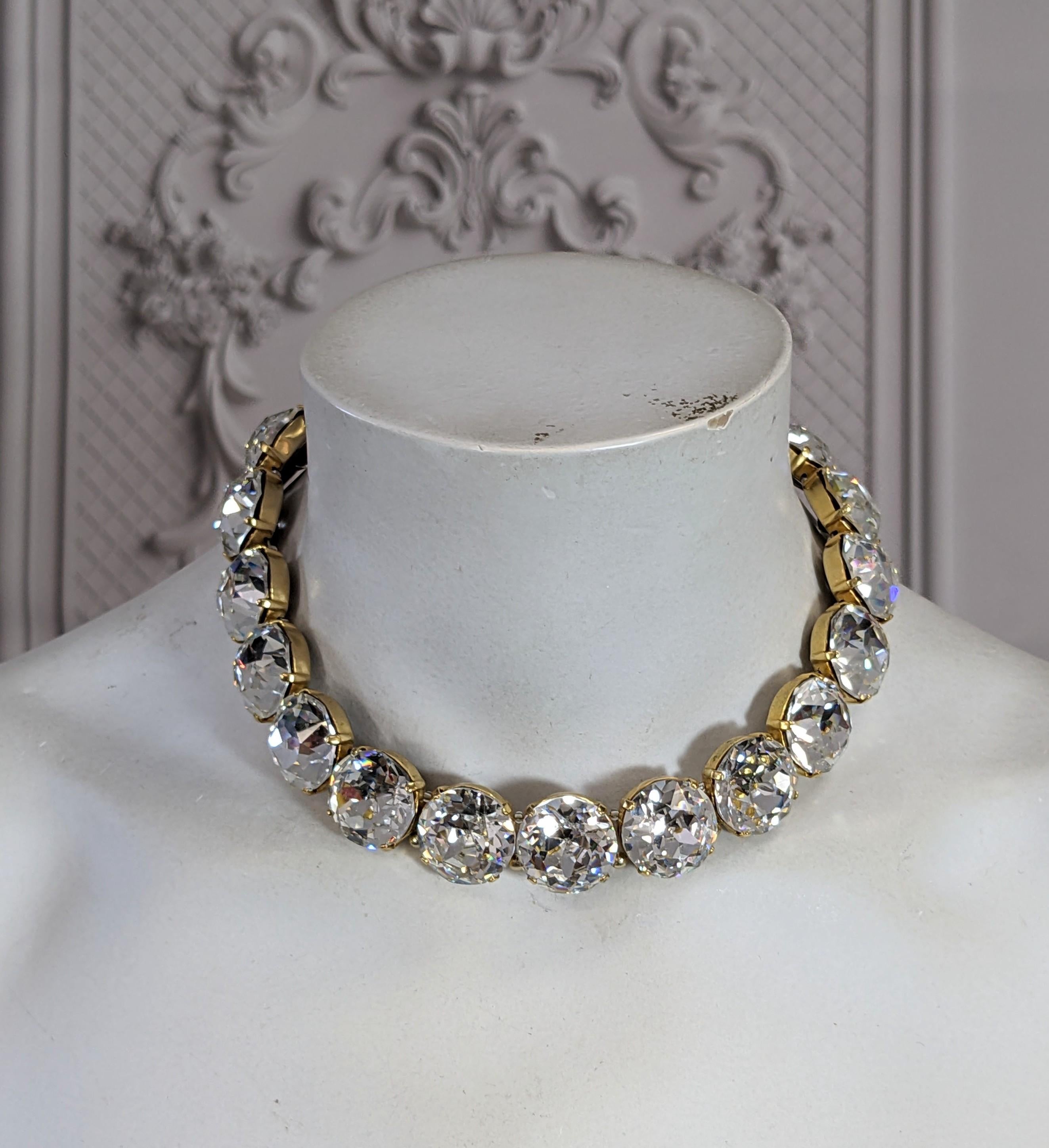 Mid Century Crystal Headlight Choker Necklace For Sale 2