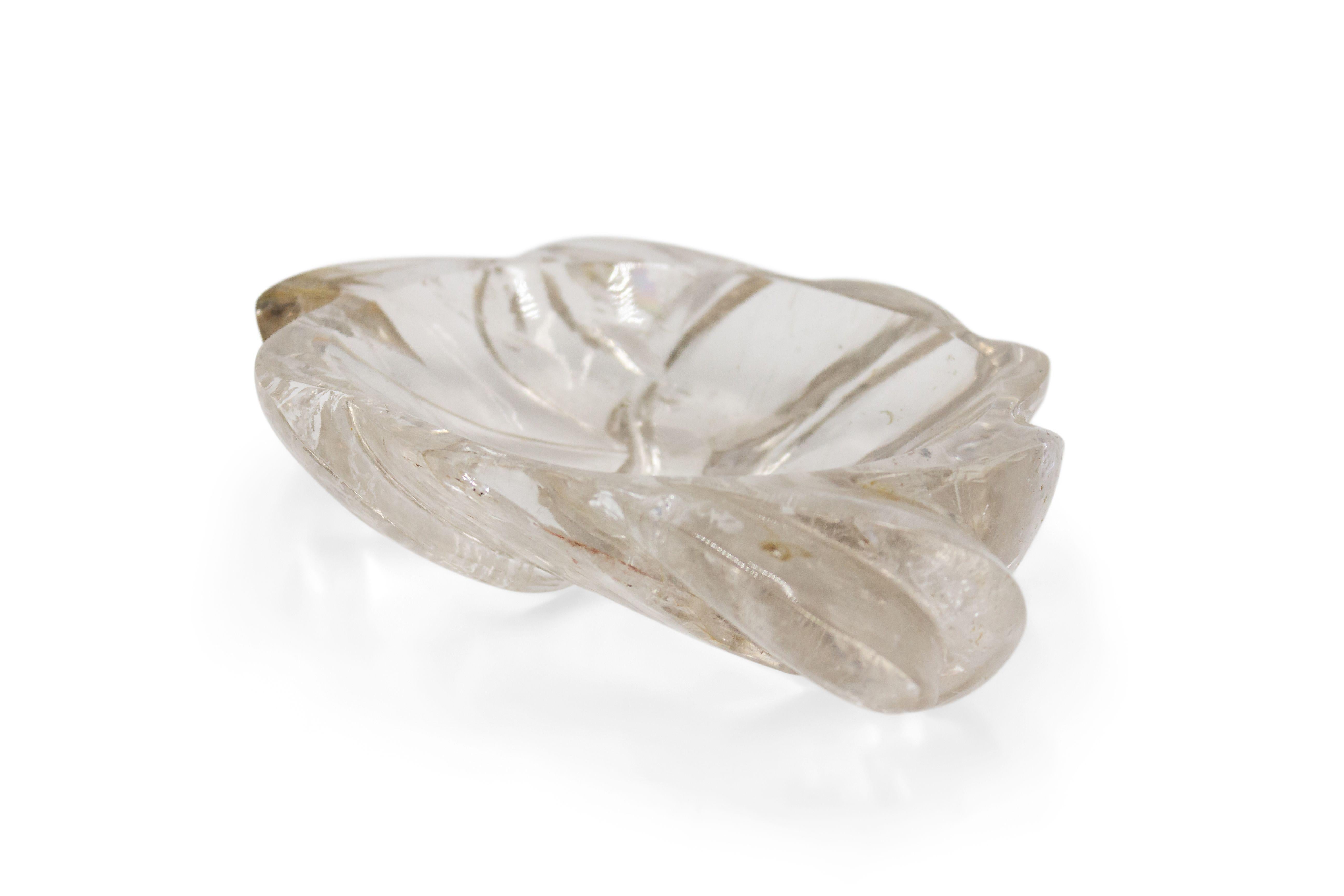 Italian Mid-Century Crystal Leaf Ashtray For Sale