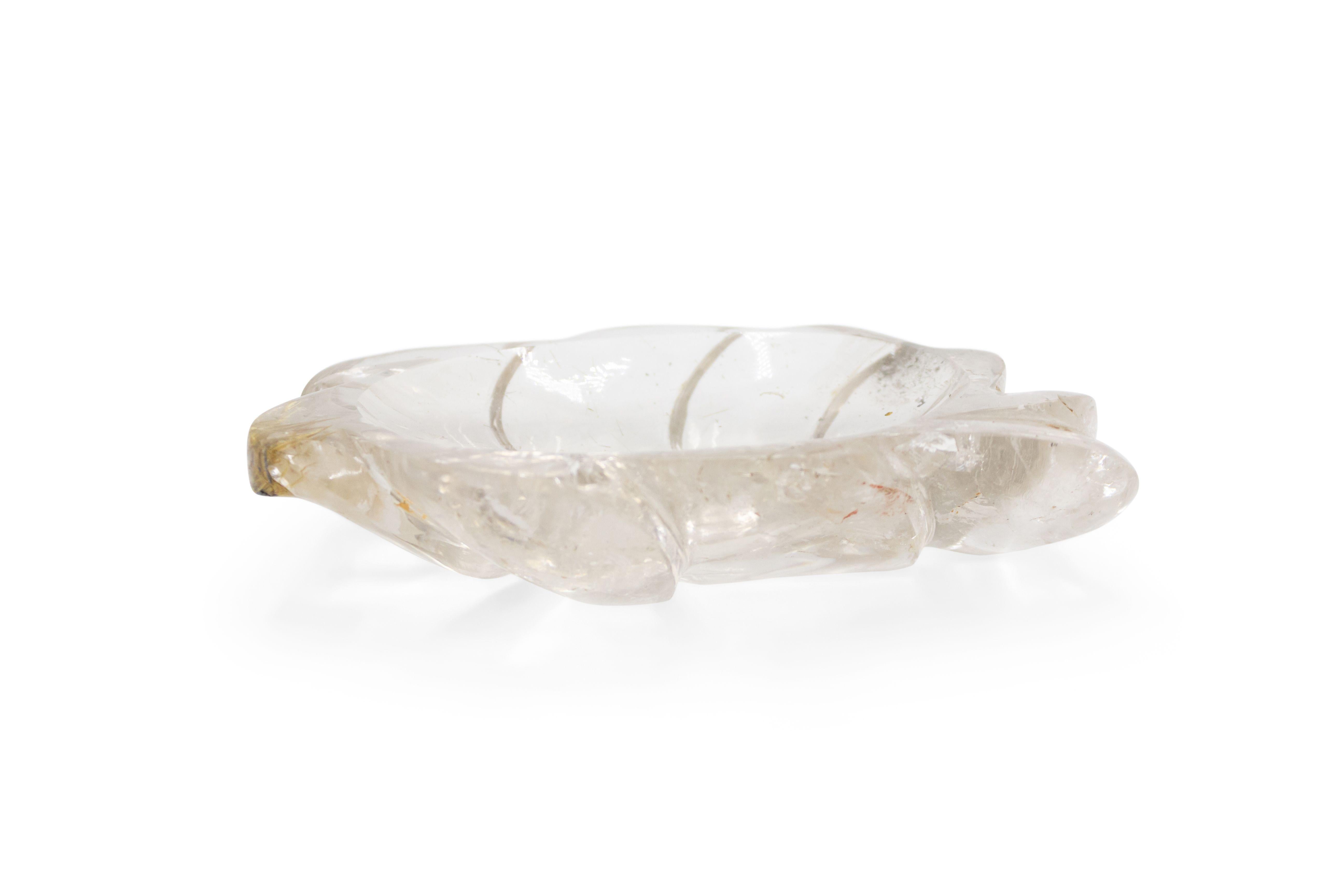 Mid-Century Crystal Leaf Ashtray In Good Condition For Sale In New York, NY