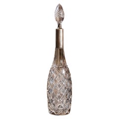 Antique Mid-Century Crystal Liquor Decanter Bottle with a Special Design Stopper