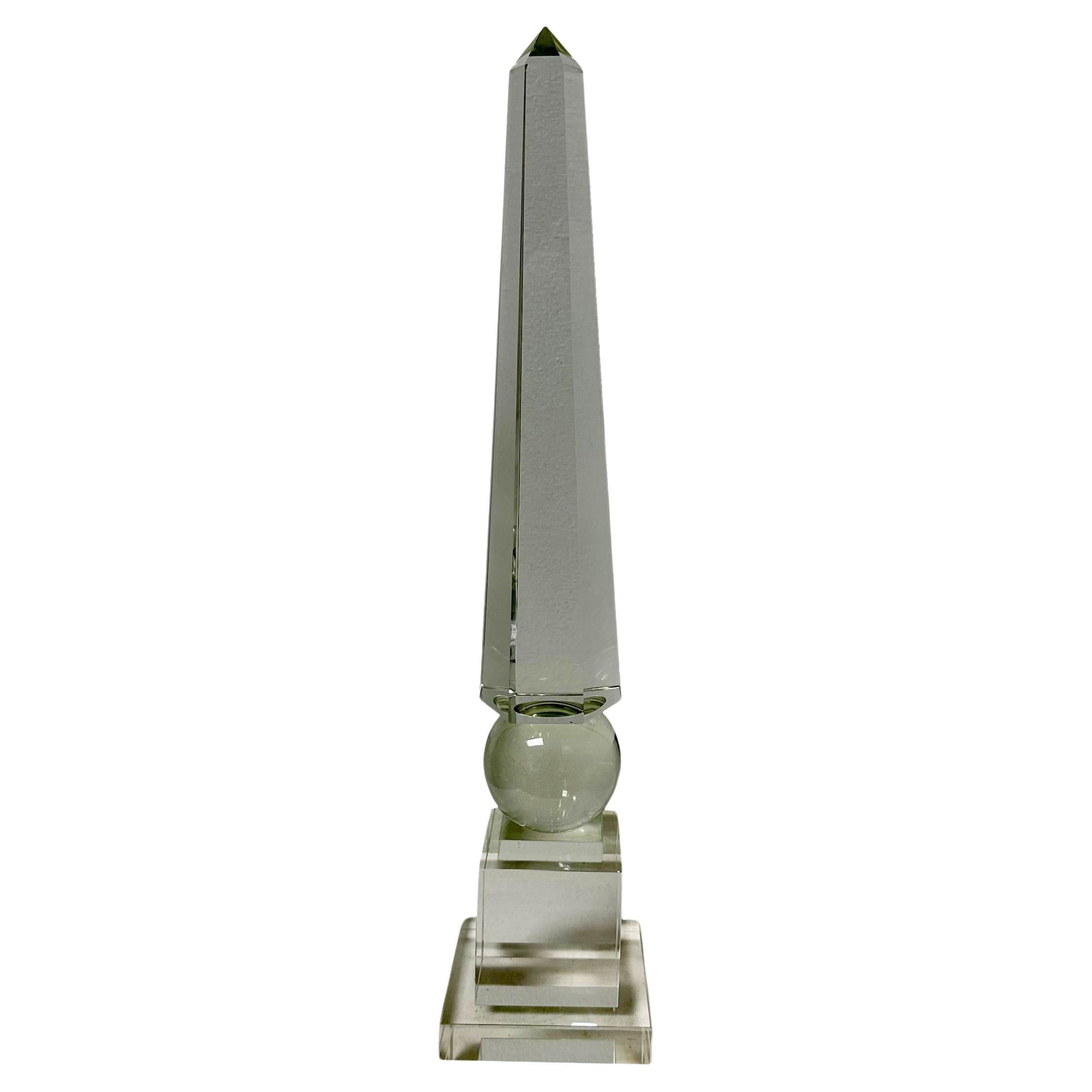 Mid Century Crystal Obelisk For Sale