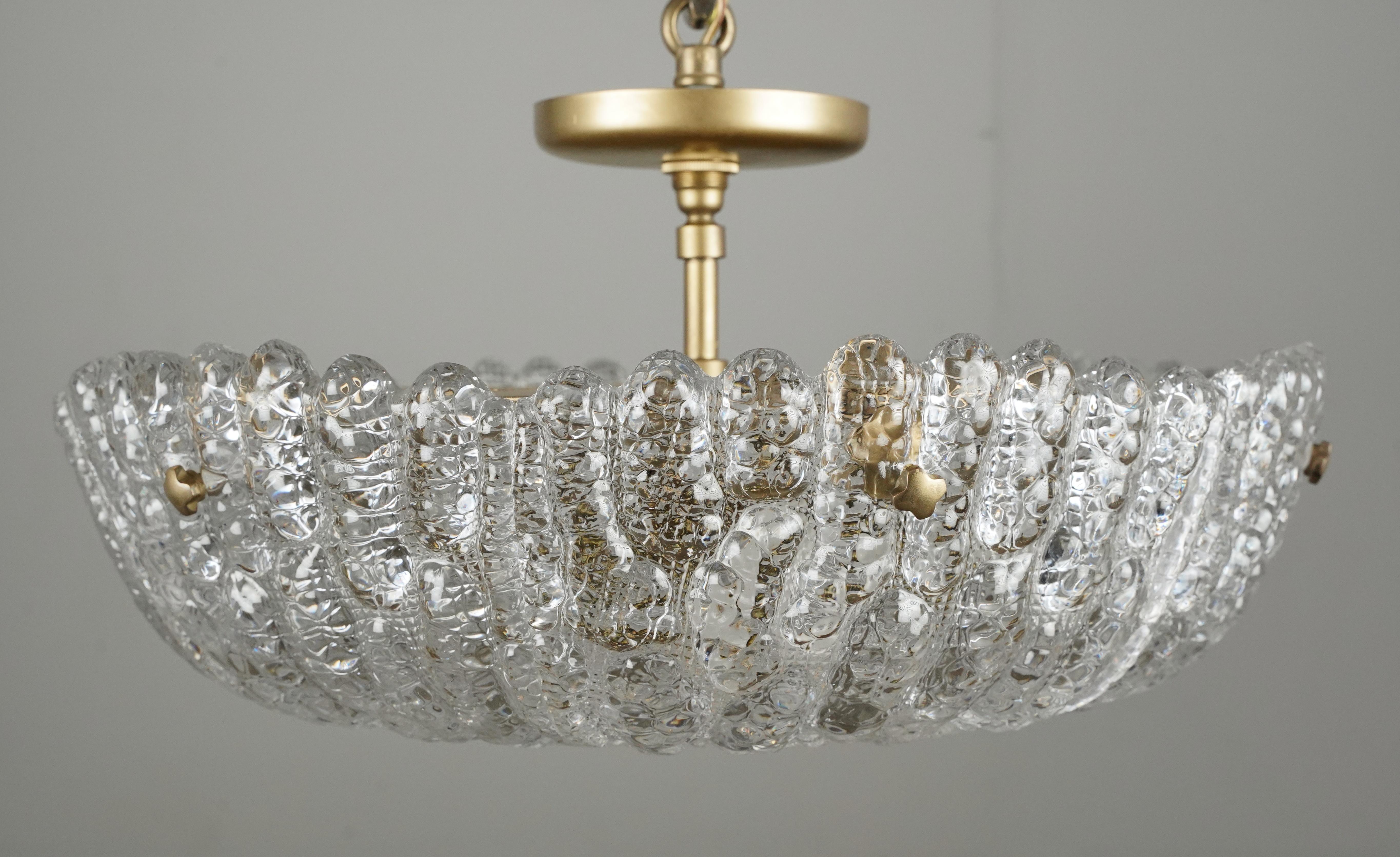 Large Scandinavian Mid-Century Modern crystal semi flush mount light from the 